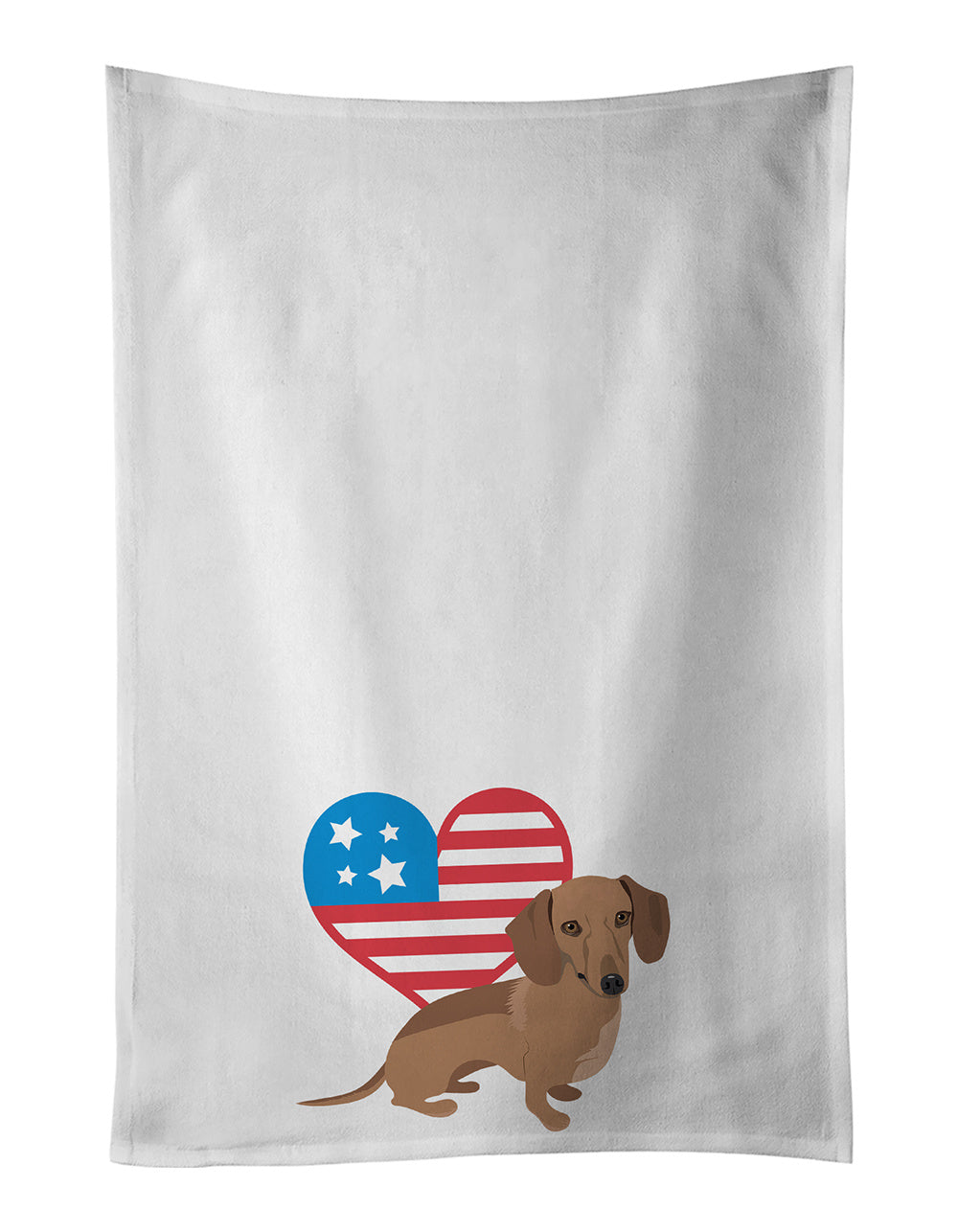 NEW Dachshund Chocolate Patriotic Kitchen Towel Set of 2 White Dish Towels Decorative Bathroom Hand towel for Hand, Face, Hair, Yoga, Tea, Dishcloth, 19 X 28", White