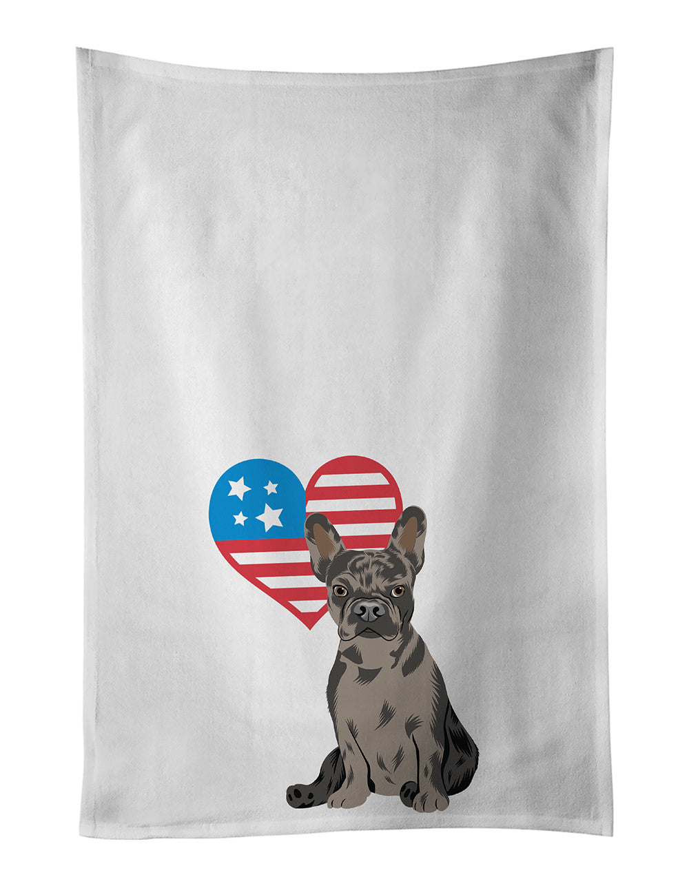 French Bulldog Chocolate Patriotic Kitchen Towel Set of 2 White Dish Towels Decorative Bathroom Hand towel for Hand, Face, Hair, Yoga, Tea, Dishcloth, 19 X 28", White