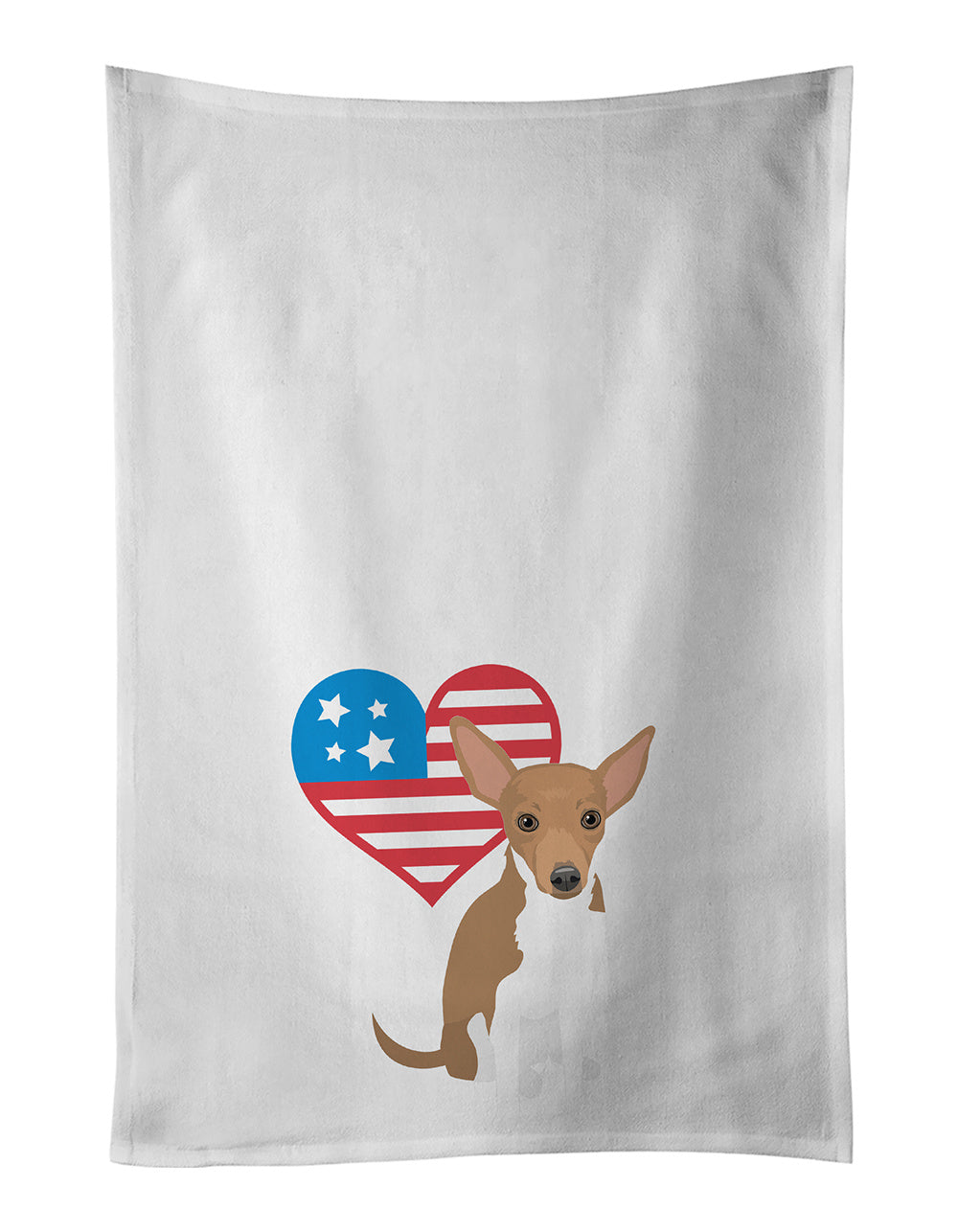 NEW Chihuahua Chocolate and White #1 Patriotic Kitchen Towel Set of 2 White Dish Towels Decorative Bathroom Hand towel for Hand, Face, Hair, Yoga, Tea, Dishcloth, 19 X 28", White