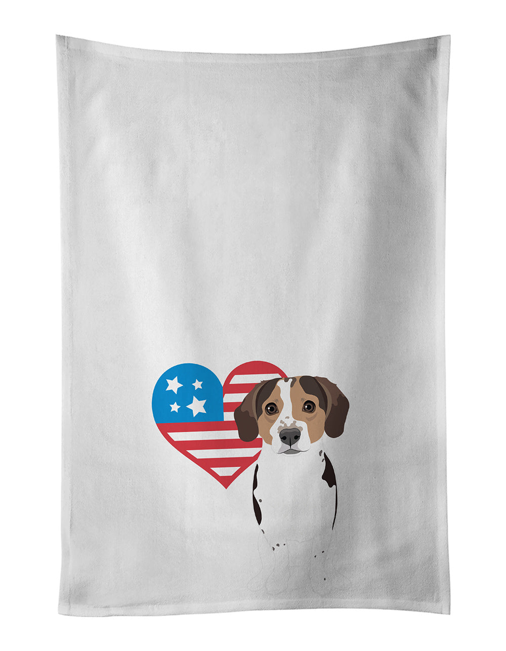 NEW Beagle Tricolor Ticked Patriotic Kitchen Towel Set of 2 White Dish Towels Decorative Bathroom Hand towel for Hand, Face, Hair, Yoga, Tea, Dishcloth, 19 X 28", White