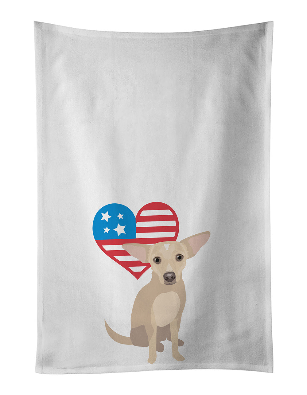 NEW Chihuahua Silver Patriotic Kitchen Towel Set of 2 White Dish Towels Decorative Bathroom Hand towel for Hand, Face, Hair, Yoga, Tea, Dishcloth, 19 X 28", White