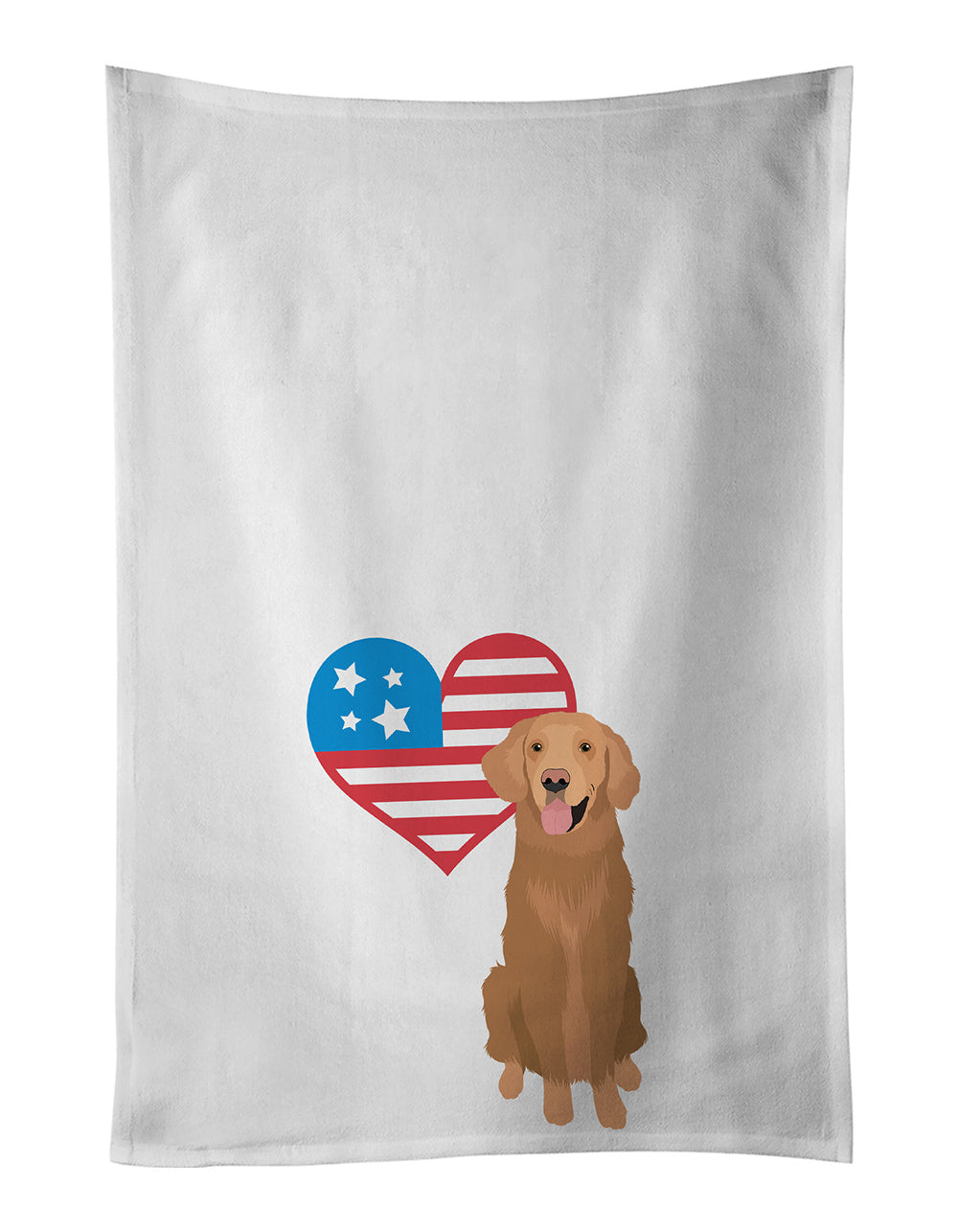 NEW Golden Retriever Red #1 Patriotic Kitchen Towel Set of 2 White Dish Towels Decorative Bathroom Hand towel for Hand, Face, Hair, Yoga, Tea, Dishcloth, 19 X 28", White