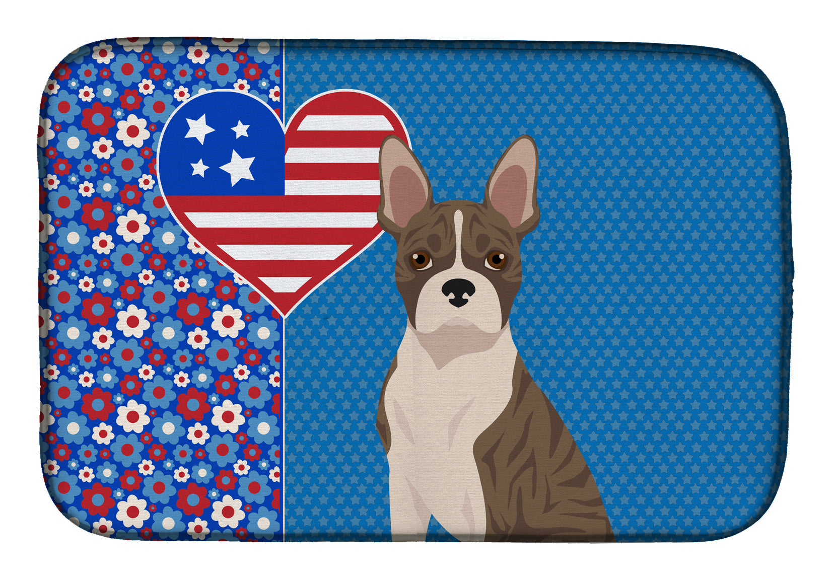 Brindle Boston Terrier USA American Dish Drying Mat Absorbent Dish Drying Mat Pad for Kitchen Counter Dish Drainer Mat for Countertop, 14 x 21", Multicolor