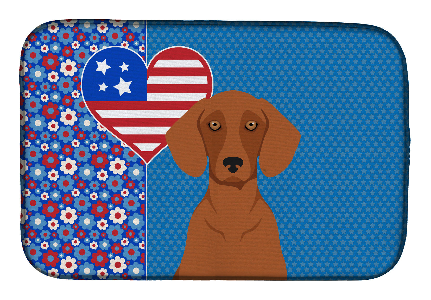 Red Dachshund USA American Dish Drying Mat Absorbent Dish Drying Mat Pad for Kitchen Counter Dish Drainer Mat for Countertop, 14 x 21", Multicolor