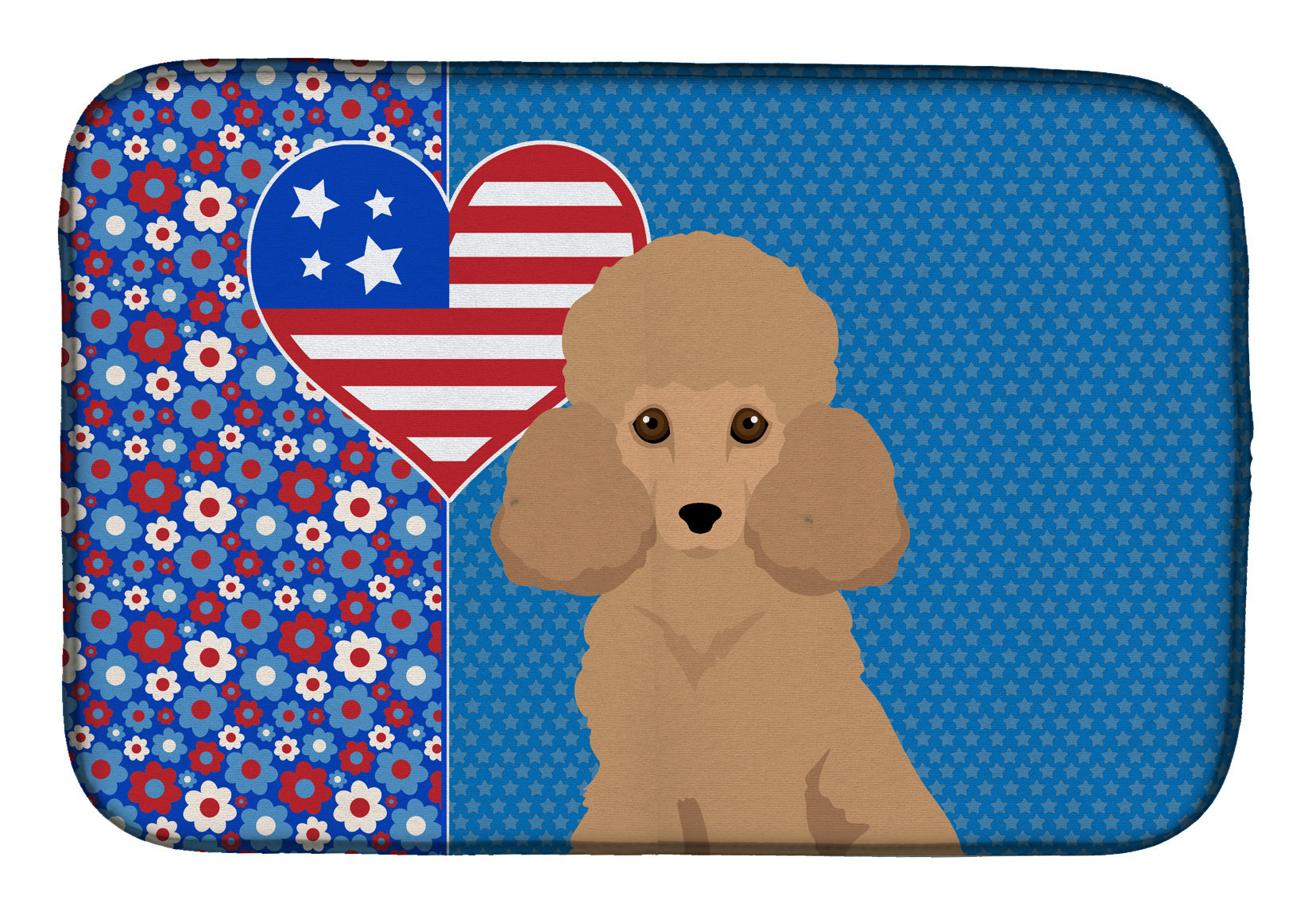 Toy Apricot Poodle USA American Dish Drying Mat Absorbent Dish Drying Mat Pad for Kitchen Counter Dish Drainer Mat for Countertop, 14 x 21", Multicolor