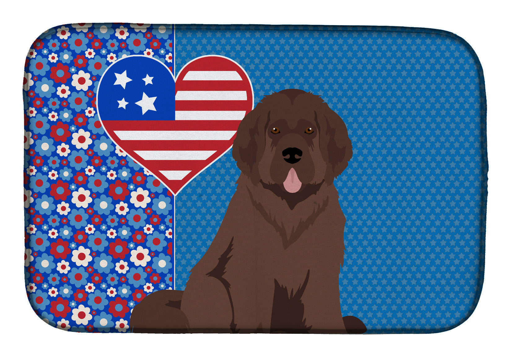 Brown Newfoundland USA American Dish Drying Mat Absorbent Dish Drying Mat Pad for Kitchen Counter Dish Drainer Mat for Countertop, 14 x 21", Multicolor