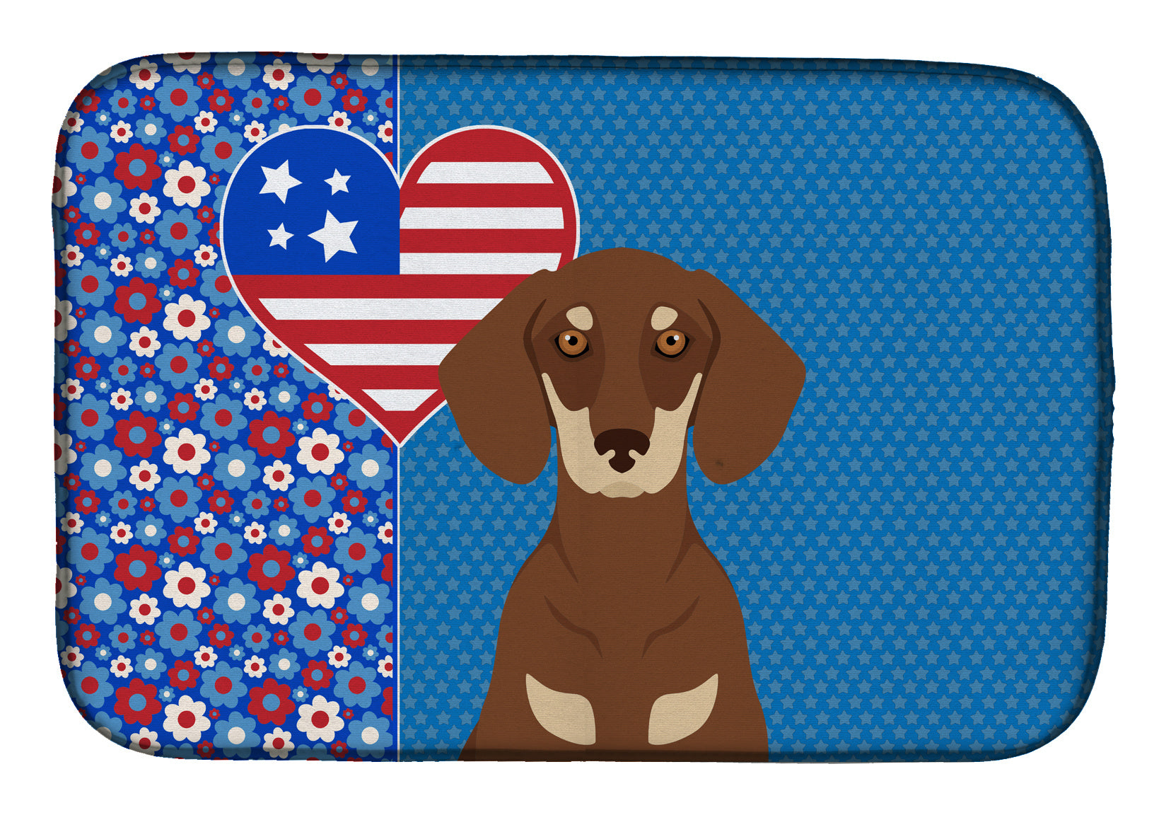 Chocolate and Cream Dachshund USA American Dish Drying Mat Absorbent Dish Drying Mat Pad for Kitchen Counter Dish Drainer Mat for Countertop, 14 x 21", Multicolor