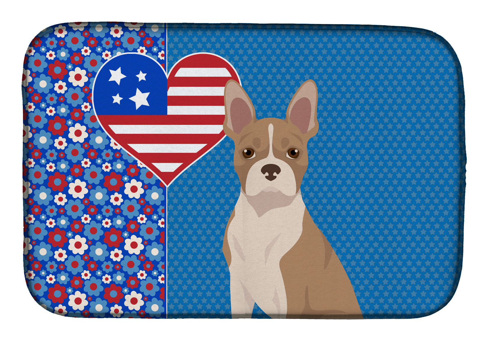 Fawn Boston Terrier USA American Dish Drying Mat Absorbent Dish Drying Mat Pad for Kitchen Counter Dish Drainer Mat for Countertop, 14 x 21", Multicolor