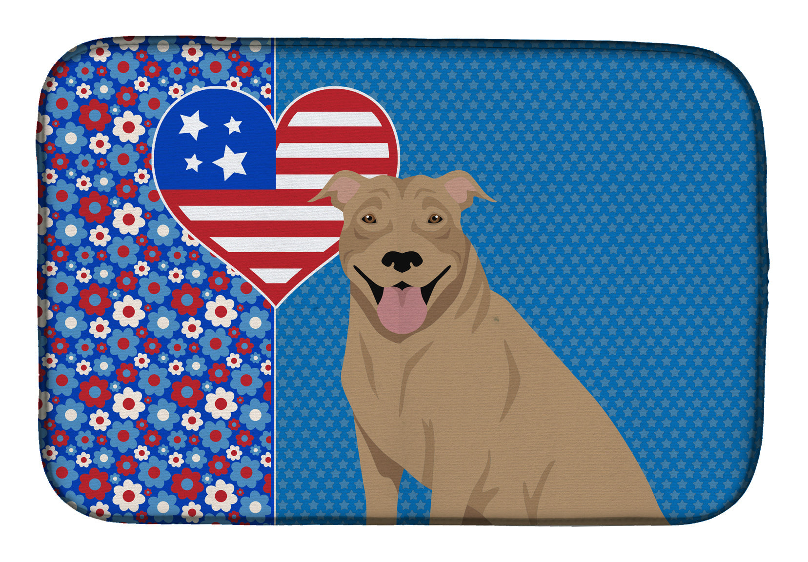 NEW Fawn Pit Bull Terrier USA American Dish Drying Mat Absorbent Dish Drying Mat Pad for Kitchen Counter Dish Drainer Mat for Countertop, 14 x 21", Multicolor