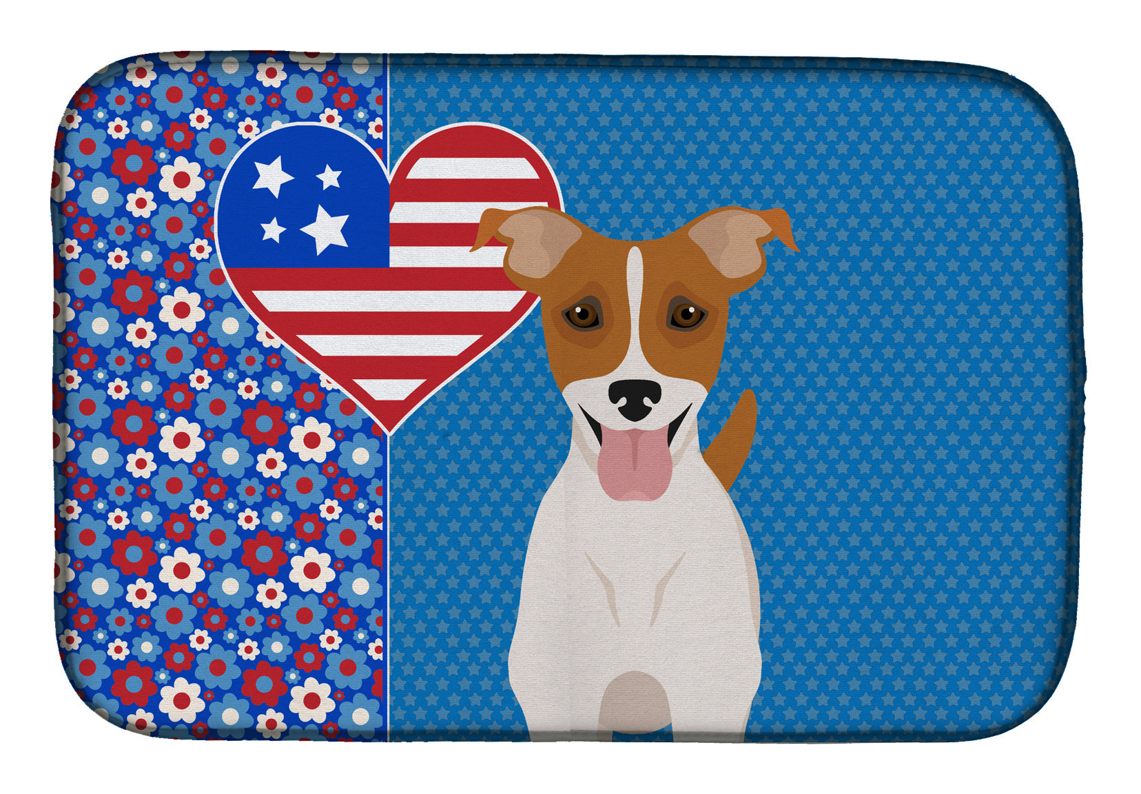 Brown White Smooth Jack Russell Terrier USA American Dish Drying Mat Absorbent Dish Drying Mat Pad for Kitchen Counter Dish Drainer Mat for Countertop, 14 x 21", Multicolor