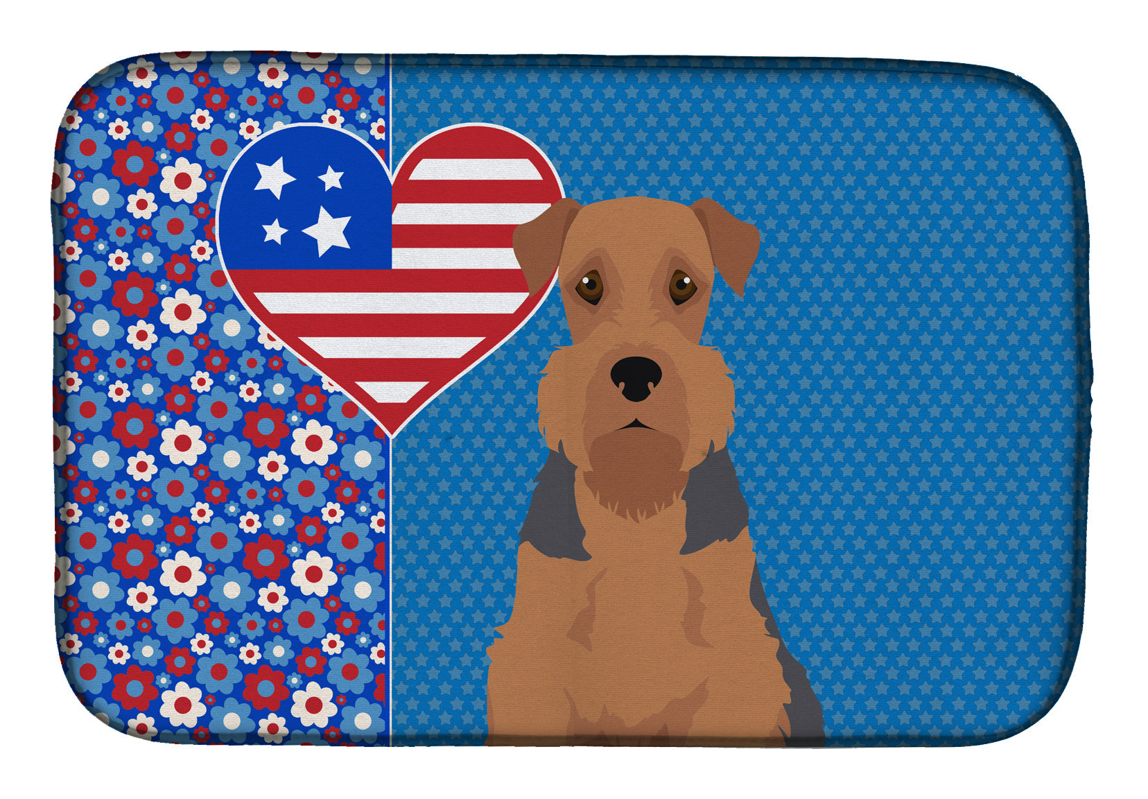 Grizzle and Tan Airedale Terrier USA American Dish Drying Mat Absorbent Dish Drying Mat Pad for Kitchen Counter Dish Drainer Mat for Countertop, 14 x 21", Multicolor