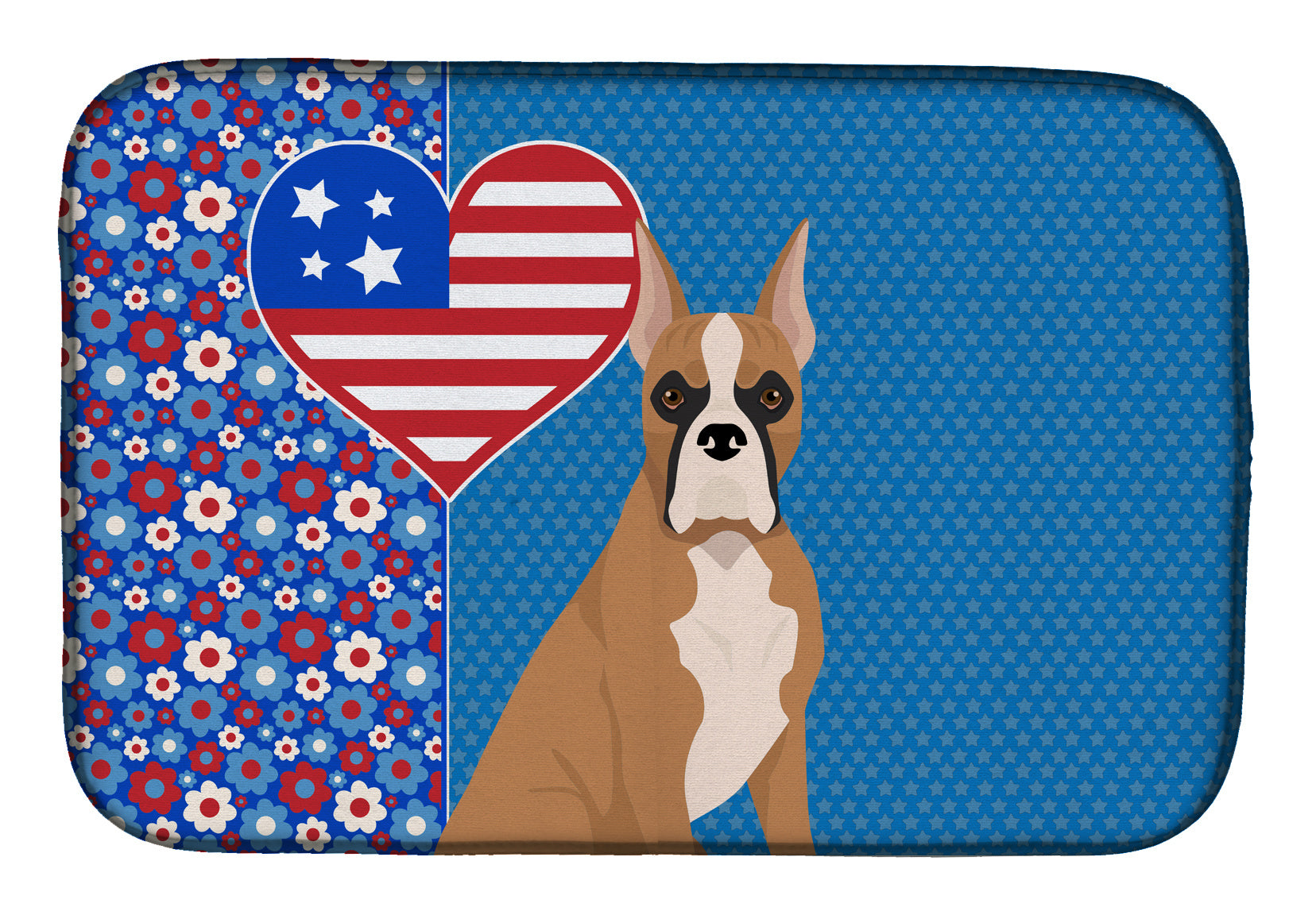 Fawn Boxer USA American Dish Drying Mat Absorbent Dish Drying Mat Pad for Kitchen Counter Dish Drainer Mat for Countertop, 14 x 21", Multicolor