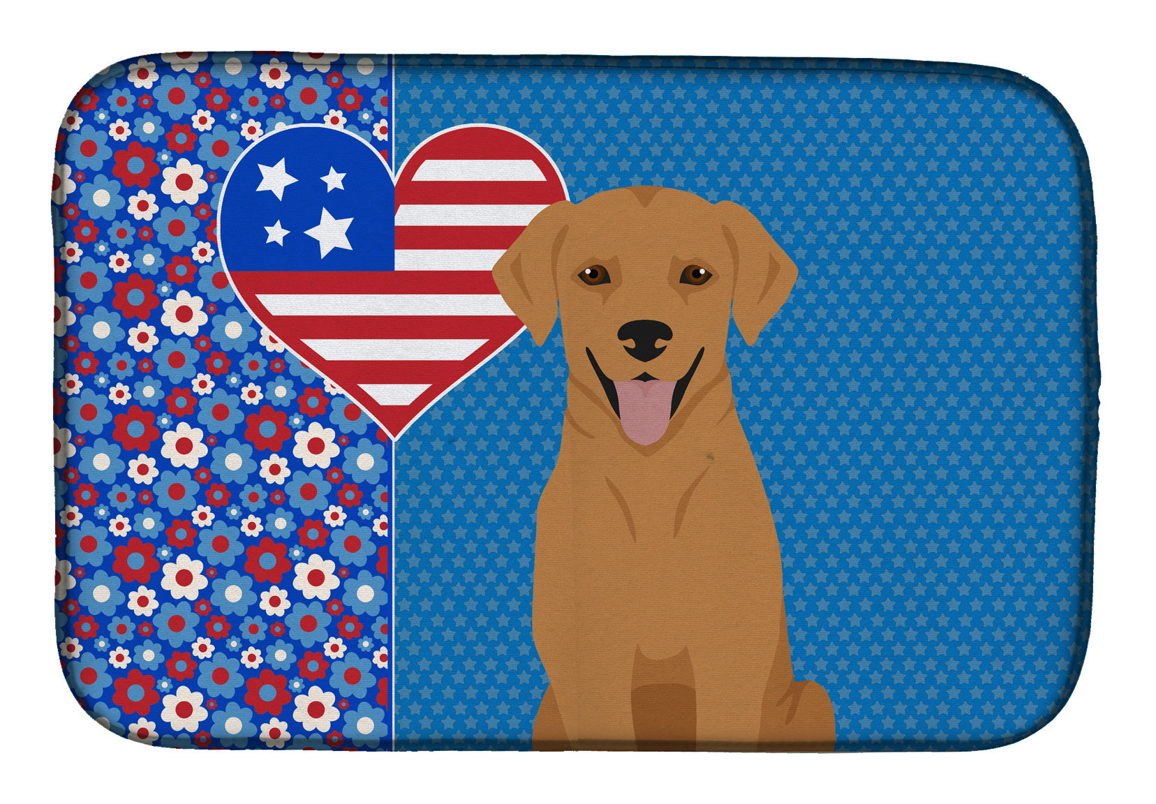 Red Fox Labrador Retriever USA American Dish Drying Mat Absorbent Dish Drying Mat Pad for Kitchen Counter Dish Drainer Mat for Countertop, 14 x 21", Multicolor