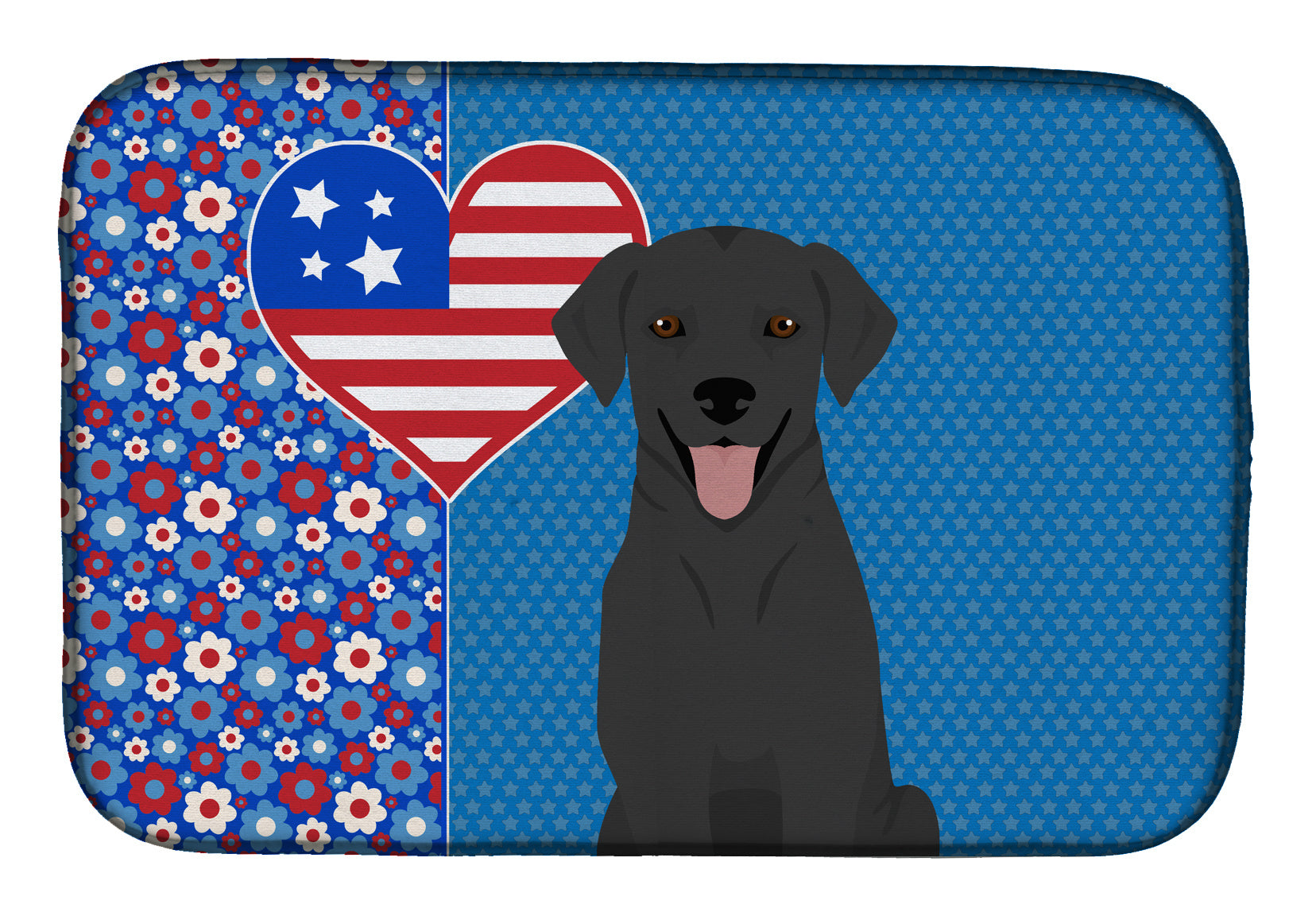 Black Labrador Retriever USA American Dish Drying Mat Absorbent Dish Drying Mat Pad for Kitchen Counter Dish Drainer Mat for Countertop, 14 x 21", Multicolor