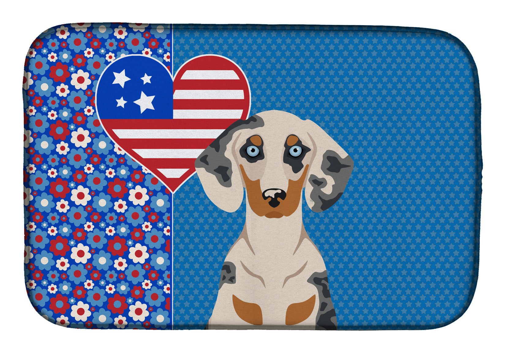 Cream Dapple Dachshund USA American Dish Drying Mat Absorbent Dish Drying Mat Pad for Kitchen Counter Dish Drainer Mat for Countertop, 14 x 21", Multicolor