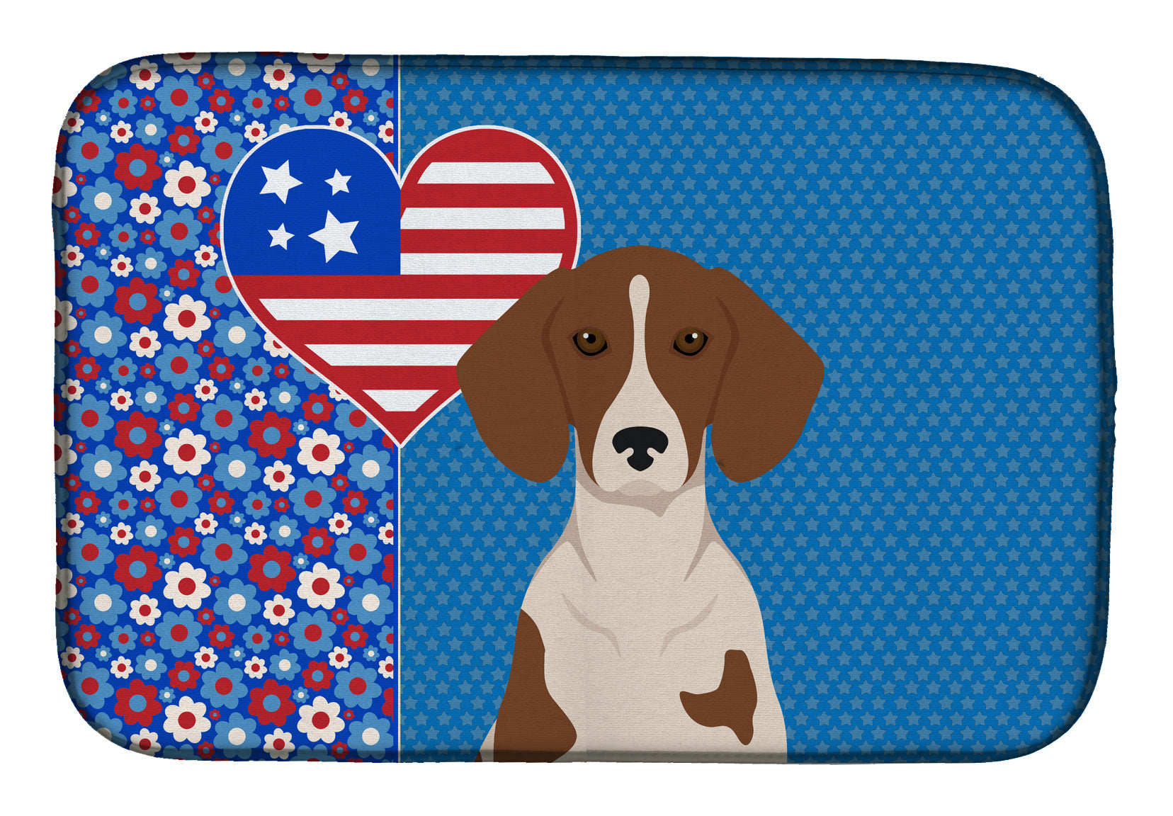 Red Piebald Dachshund USA American Dish Drying Mat Absorbent Dish Drying Mat Pad for Kitchen Counter Dish Drainer Mat for Countertop, 14 x 21", Multicolor