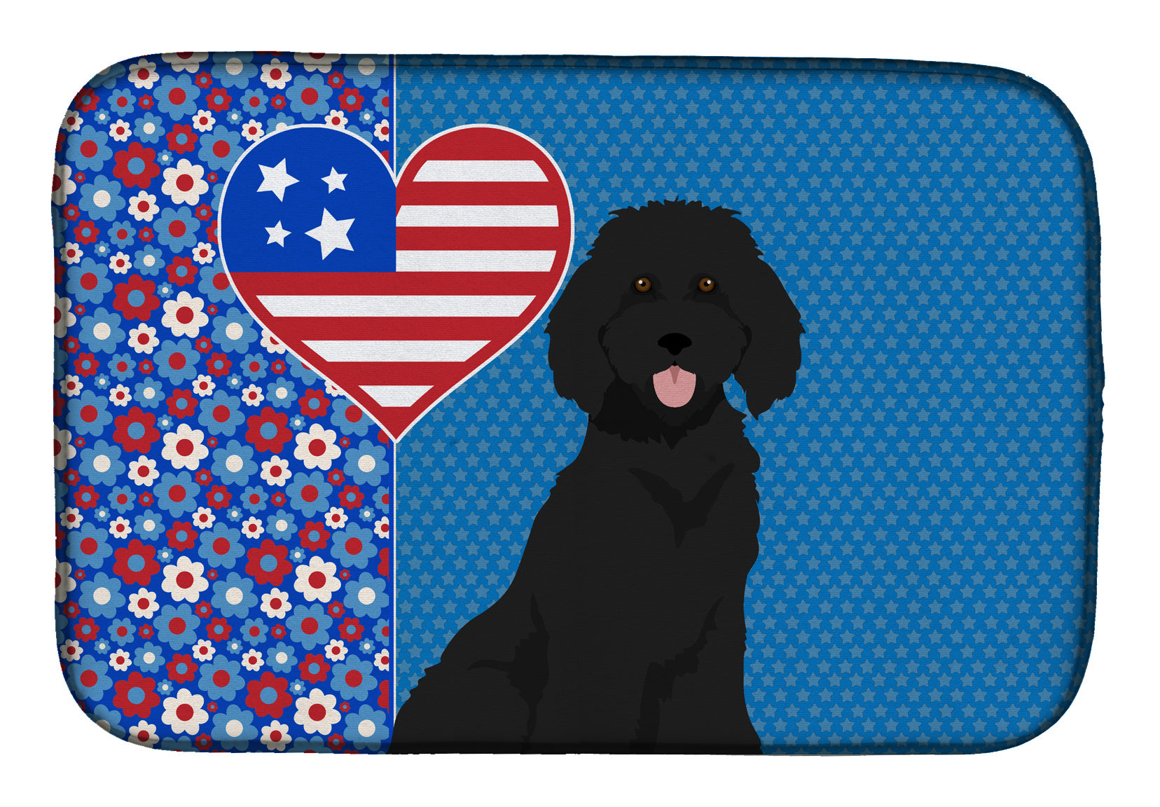 Standard Black Poodle USA American Dish Drying Mat Absorbent Dish Drying Mat Pad for Kitchen Counter Dish Drainer Mat for Countertop, 14 x 21", Multicolor