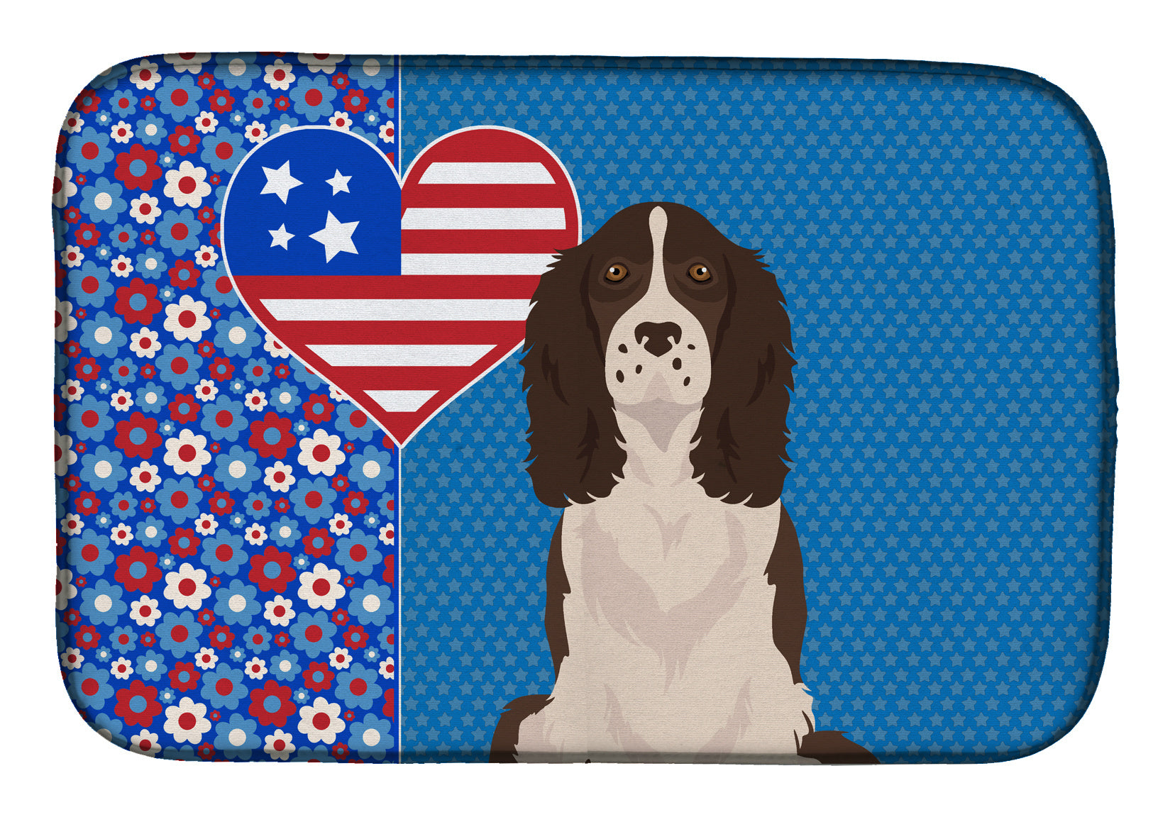 Liver English Springer Spaniel USA American Dish Drying Mat Absorbent Dish Drying Mat Pad for Kitchen Counter Dish Drainer Mat for Countertop, 14 x 21", Multicolor