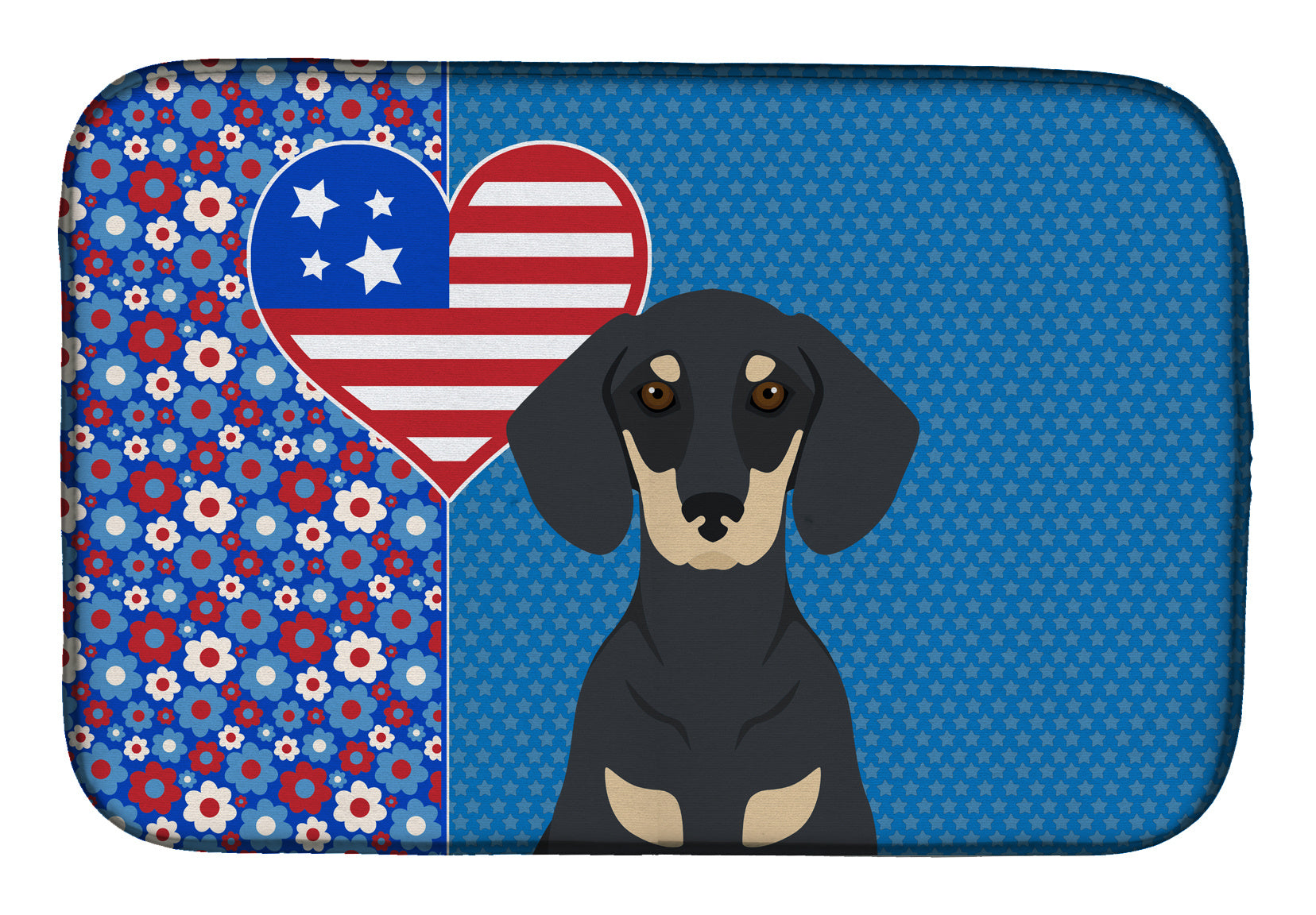 Black and Cream Dachshund USA American Dish Drying Mat Absorbent Dish Drying Mat Pad for Kitchen Counter Dish Drainer Mat for Countertop, 14 x 21", Multicolor