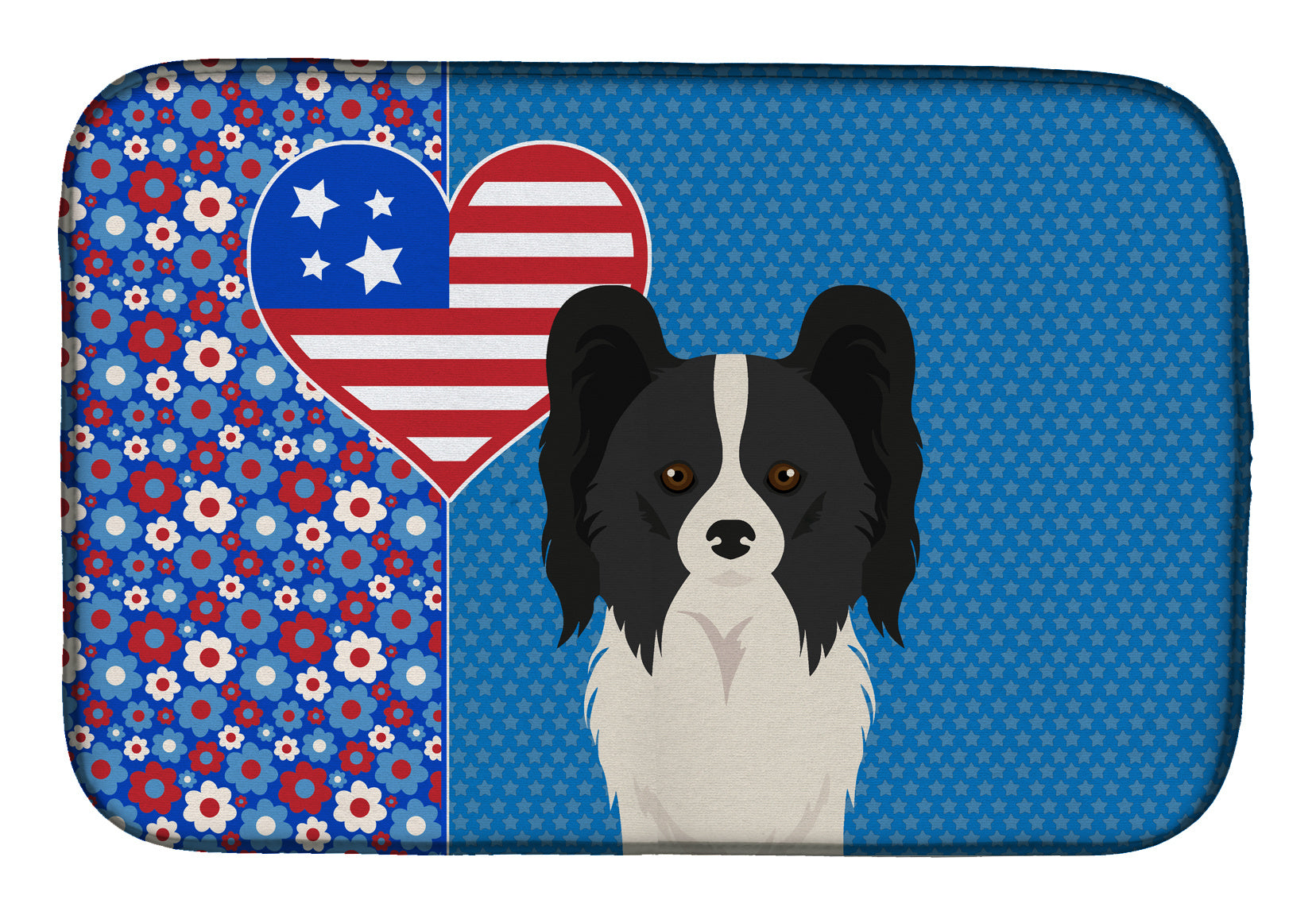 Black and White Papillon USA American Dish Drying Mat Absorbent Dish Drying Mat Pad for Kitchen Counter Dish Drainer Mat for Countertop, 14 x 21", Multicolor