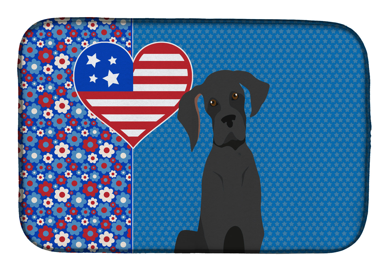 Black Great Dane USA American Dish Drying Mat Absorbent Dish Drying Mat Pad for Kitchen Counter Dish Drainer Mat for Countertop, 14 x 21", Multicolor