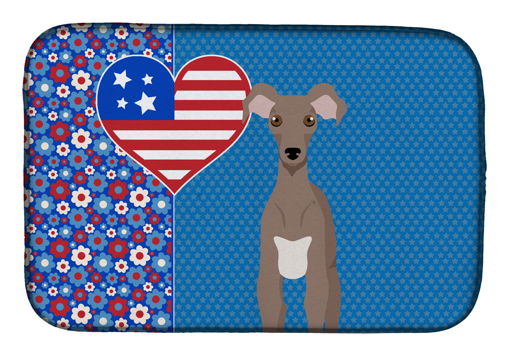 Fawn Italian Greyhound USA American Dish Drying Mat Absorbent Dish Drying Mat Pad for Kitchen Counter Dish Drainer Mat for Countertop, 14 x 21", Multicolor