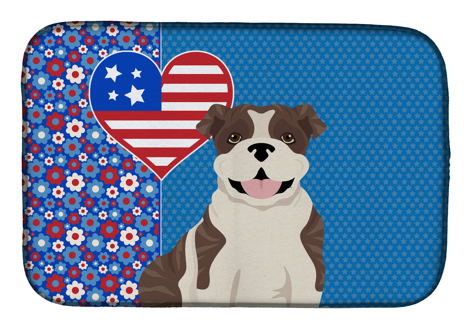 Brindle English Bulldog USA American Dish Drying Mat Absorbent Dish Drying Mat Pad for Kitchen Counter Dish Drainer Mat for Countertop, 14 x 21", Multicolor