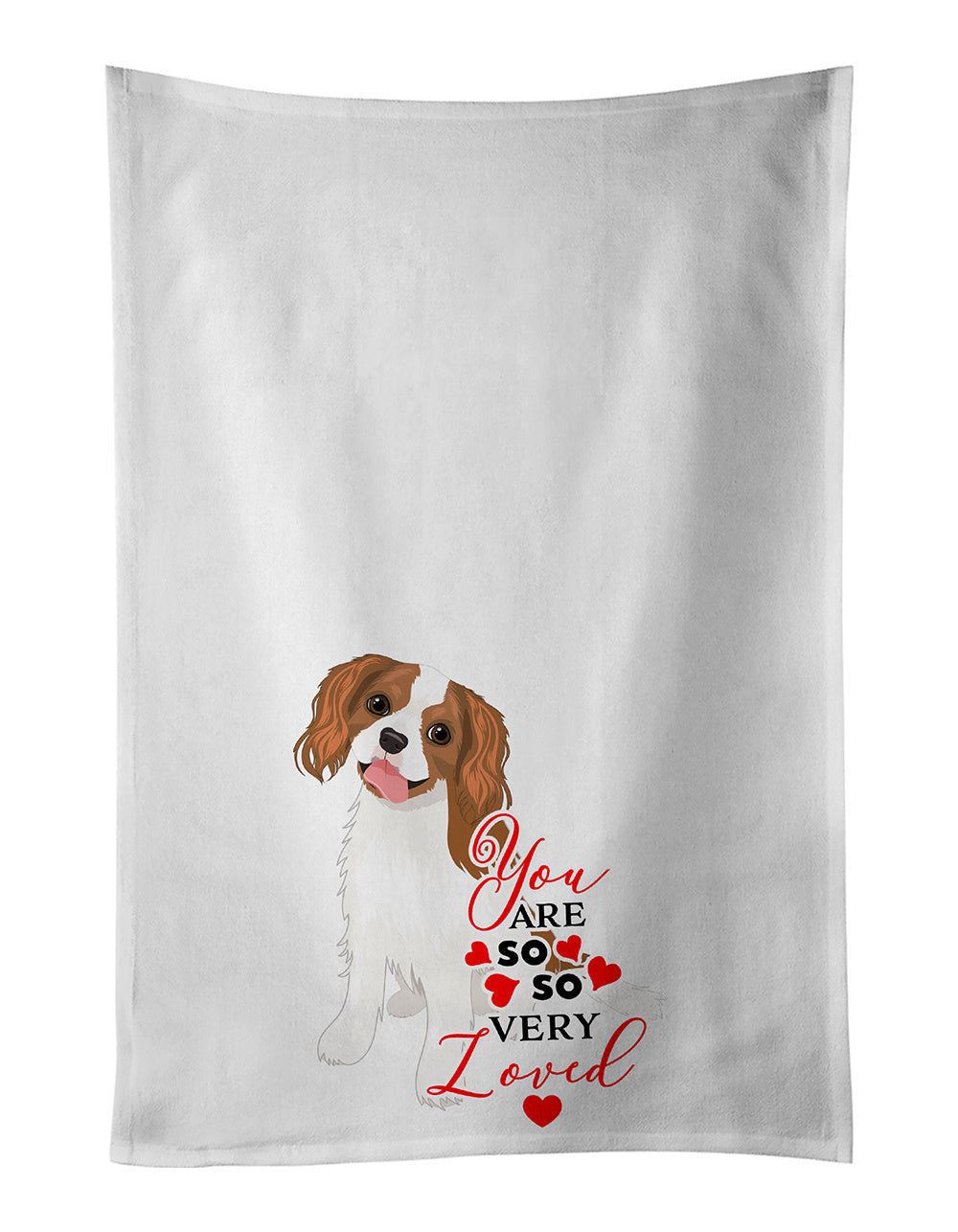 NEW Cavalier King Charles Spaniel Blenheim #2 so Loved Kitchen Towel Set of 2 White Dish Towels Decorative Bathroom Hand towel for Hand, Face, Hair, Yoga, Tea, Dishcloth, 19 X 28", White