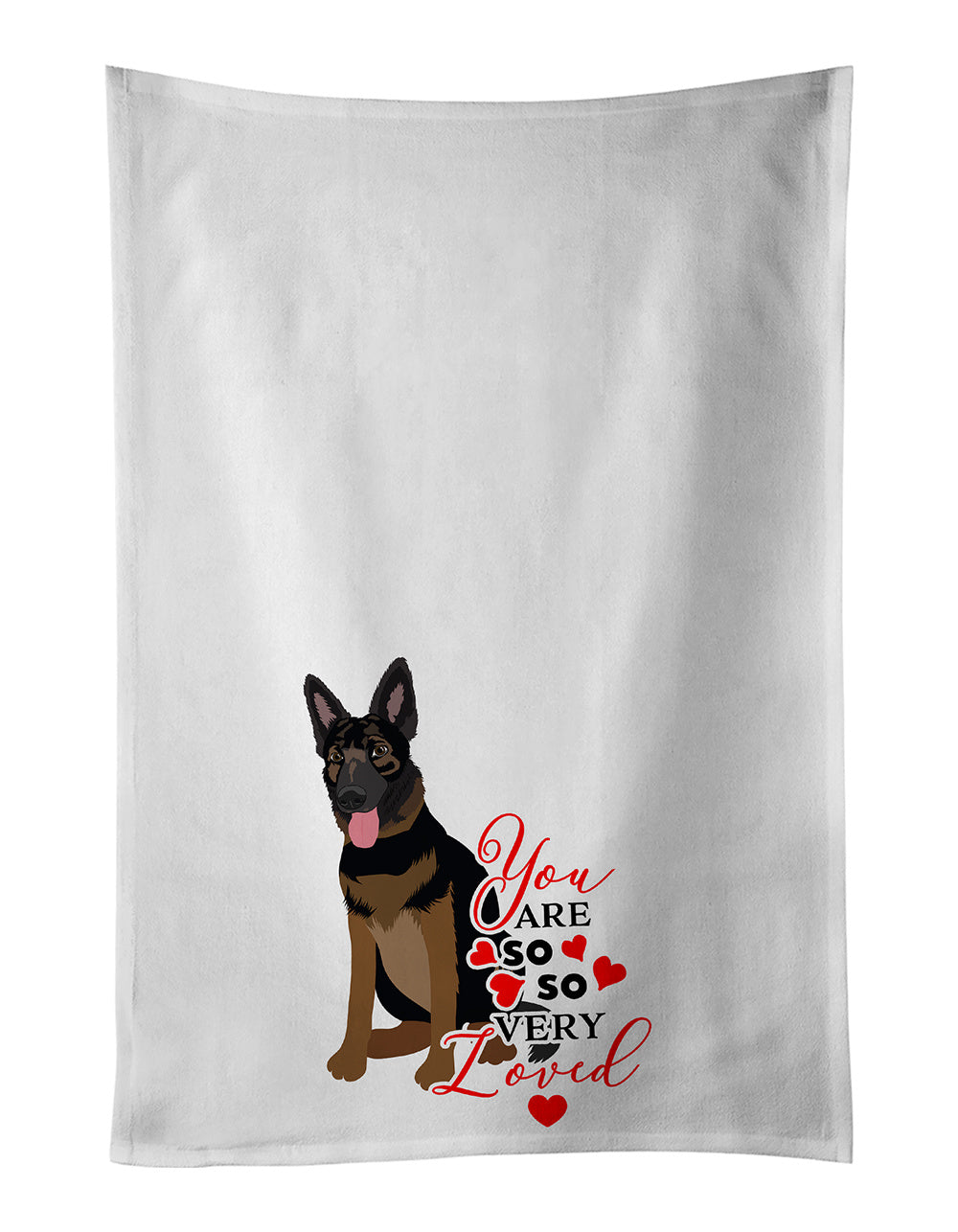 German Shepherd Bicolor so Loved Kitchen Towel Set of 2 White Dish Towels Decorative Bathroom Hand towel for Hand, Face, Hair, Yoga, Tea, Dishcloth, 19 X 28", White