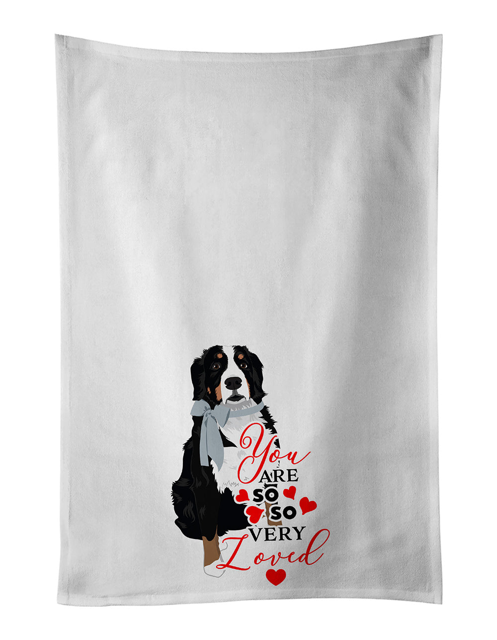 NEW Bernese Mountain Dog #3 so Loved Kitchen Towel Set of 2 White Dish Towels Decorative Bathroom Hand towel for Hand, Face, Hair, Yoga, Tea, Dishcloth, 19 X 28", White