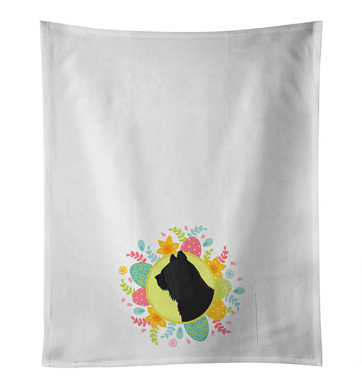 NEW Skye Terrier Easter Kitchen Towel Set of 2 White Dish Towels Decorative Bathroom Hand towel for Hand, Face, Hair, Yoga, Tea, Dishcloth, 19 X 28", White