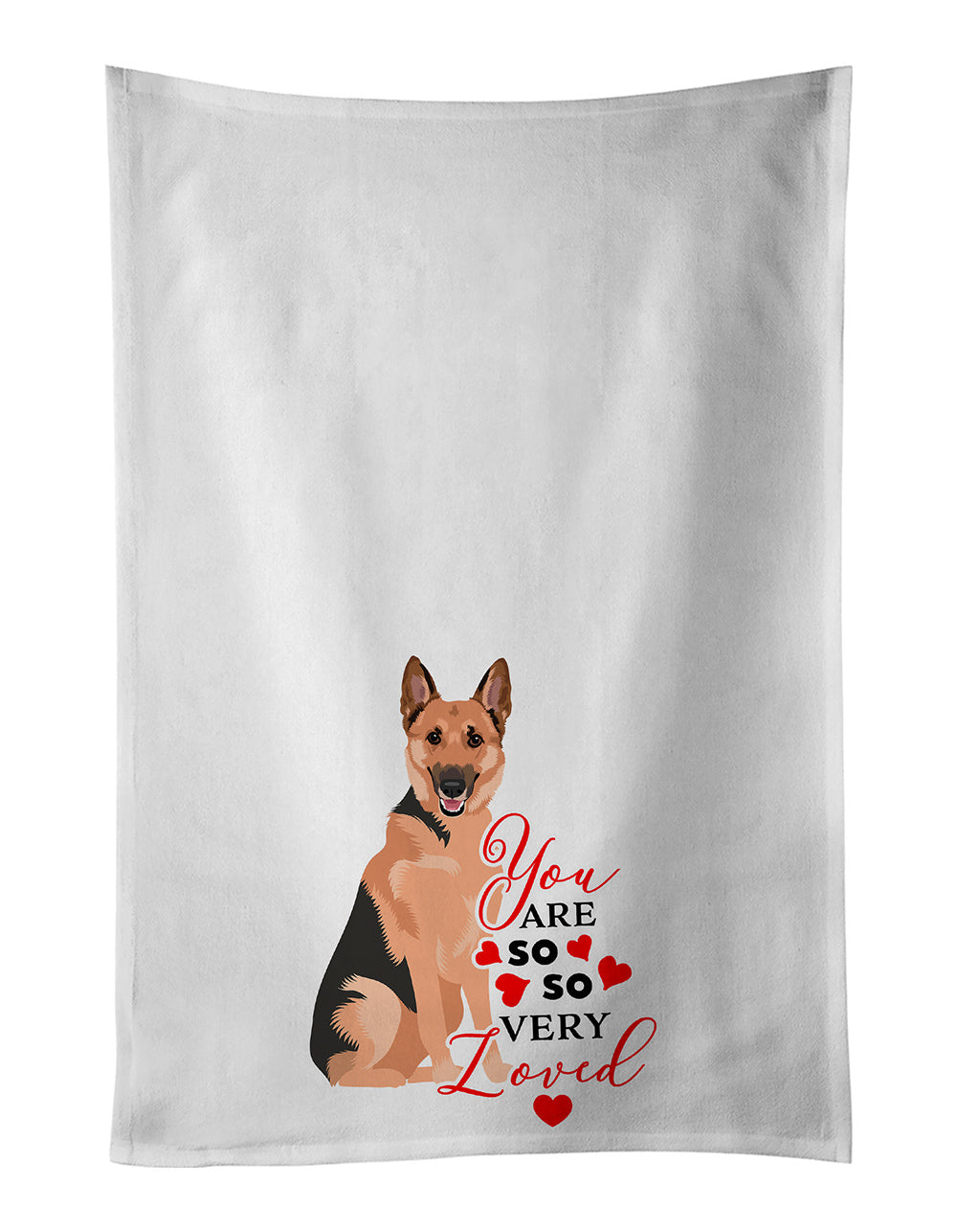 NEW German Shepherd Black and Tan #1 so Loved Kitchen Towel Set of 2 White Dish Towels Decorative Bathroom Hand towel for Hand, Face, Hair, Yoga, Tea, Dishcloth, 19 X 28", White