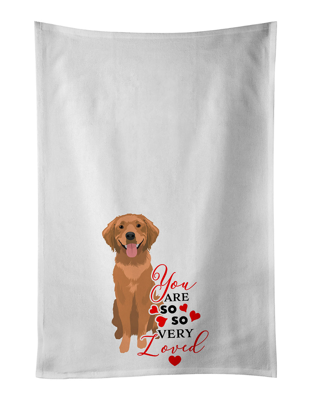 NEW Golden Retriever Red #2 so Loved Kitchen Towel Set of 2 White Dish Towels Decorative Bathroom Hand towel for Hand, Face, Hair, Yoga, Tea, Dishcloth, 19 X 28", White