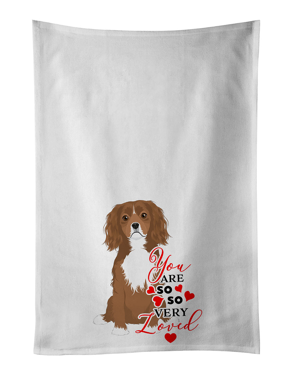 Cavalier King Charles Spaniel Ruby so Loved Kitchen Towel Set of 2 White Dish Towels Decorative Bathroom Hand towel for Hand, Face, Hair, Yoga, Tea, Dishcloth, 19 X 28", White