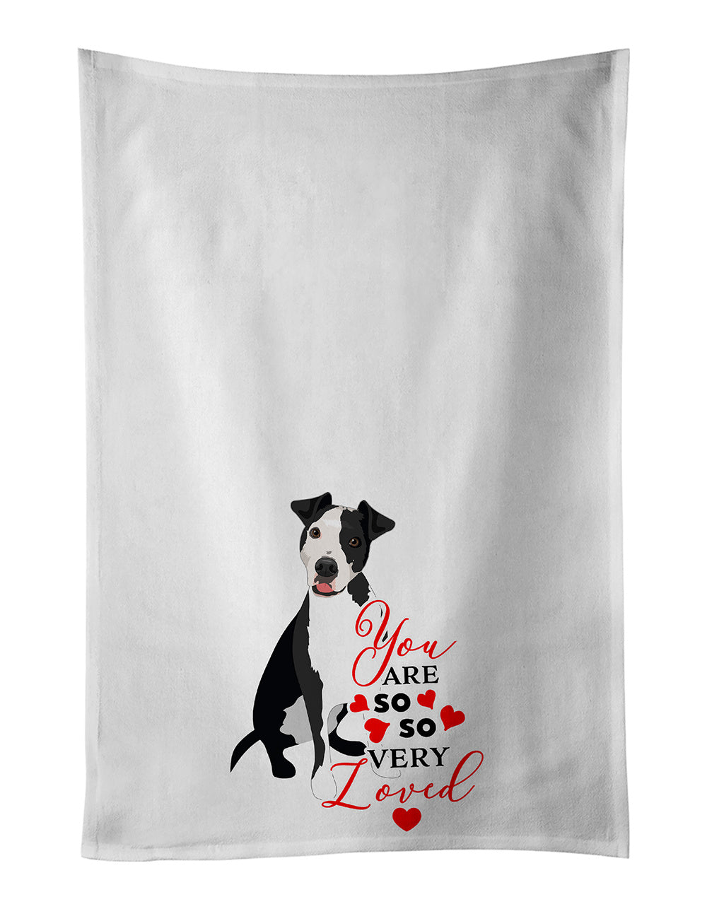 NEW Pit Bull Black #2 so Loved Kitchen Towel Set of 2 White Dish Towels Decorative Bathroom Hand towel for Hand, Face, Hair, Yoga, Tea, Dishcloth, 19 X 28", White