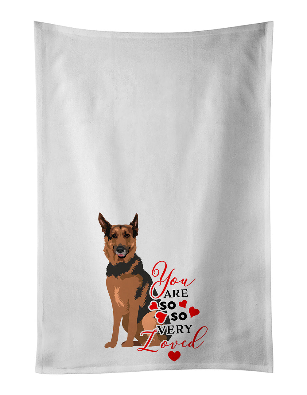 German Shepherd Red Sable so Loved Kitchen Towel Set of 2 White Dish Towels Decorative Bathroom Hand towel for Hand, Face, Hair, Yoga, Tea, Dishcloth, 19 X 28", White