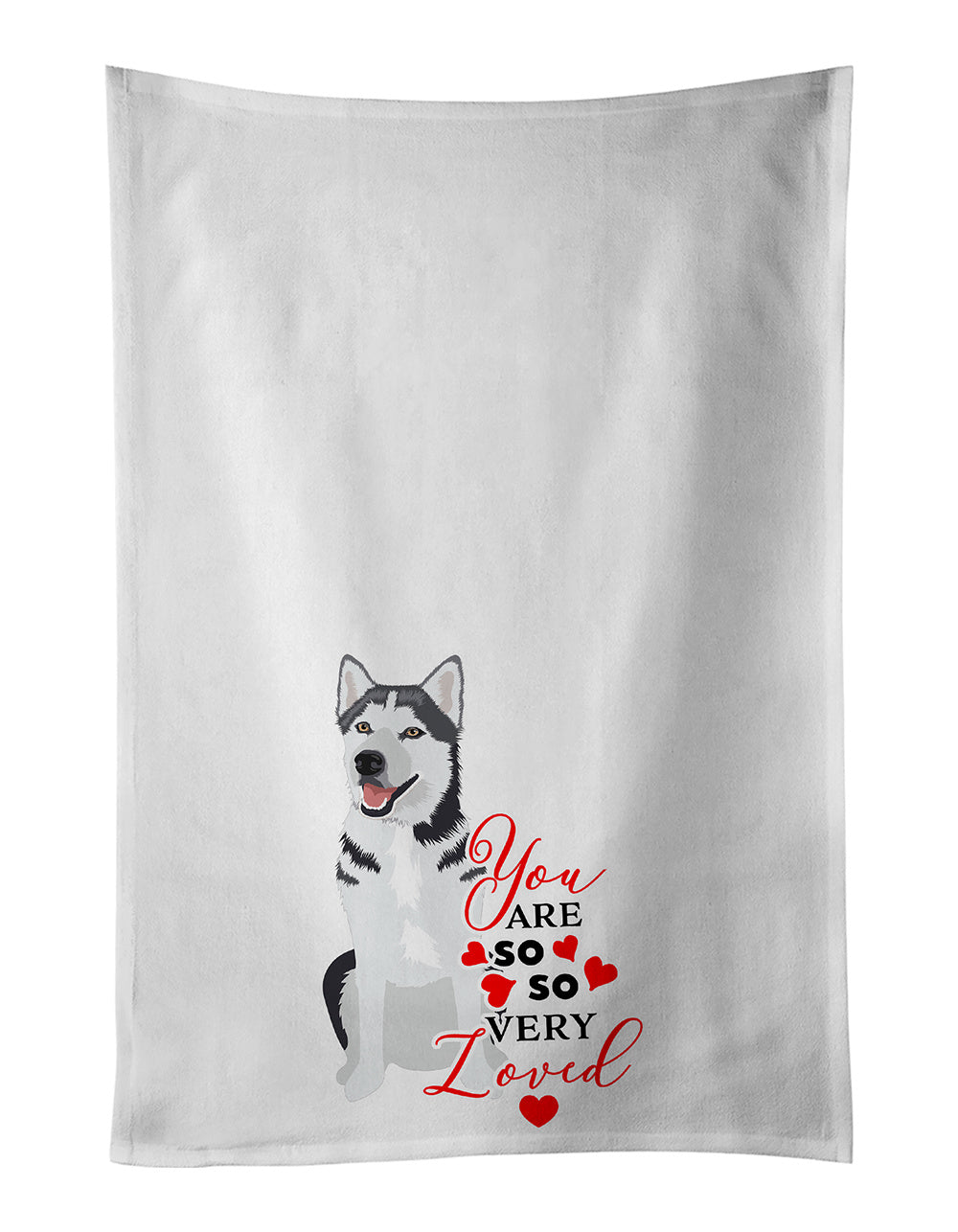 NEW Siberian Husky Silver and White #1 so Loved Kitchen Towel Set of 2 White Dish Towels Decorative Bathroom Hand towel for Hand, Face, Hair, Yoga, Tea, Dishcloth, 19 X 28", White