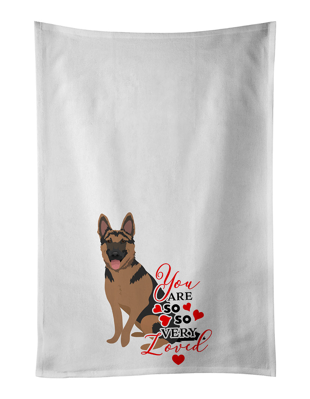 NEW German Shepherd Red and Black so Loved Kitchen Towel Set of 2 White Dish Towels Decorative Bathroom Hand towel for Hand, Face, Hair, Yoga, Tea, Dishcloth, 19 X 28", White