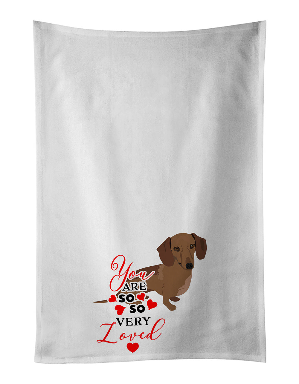 NEW Dachshund Chocolate so Loved Kitchen Towel Set of 2 White Dish Towels Decorative Bathroom Hand towel for Hand, Face, Hair, Yoga, Tea, Dishcloth, 19 X 28", White