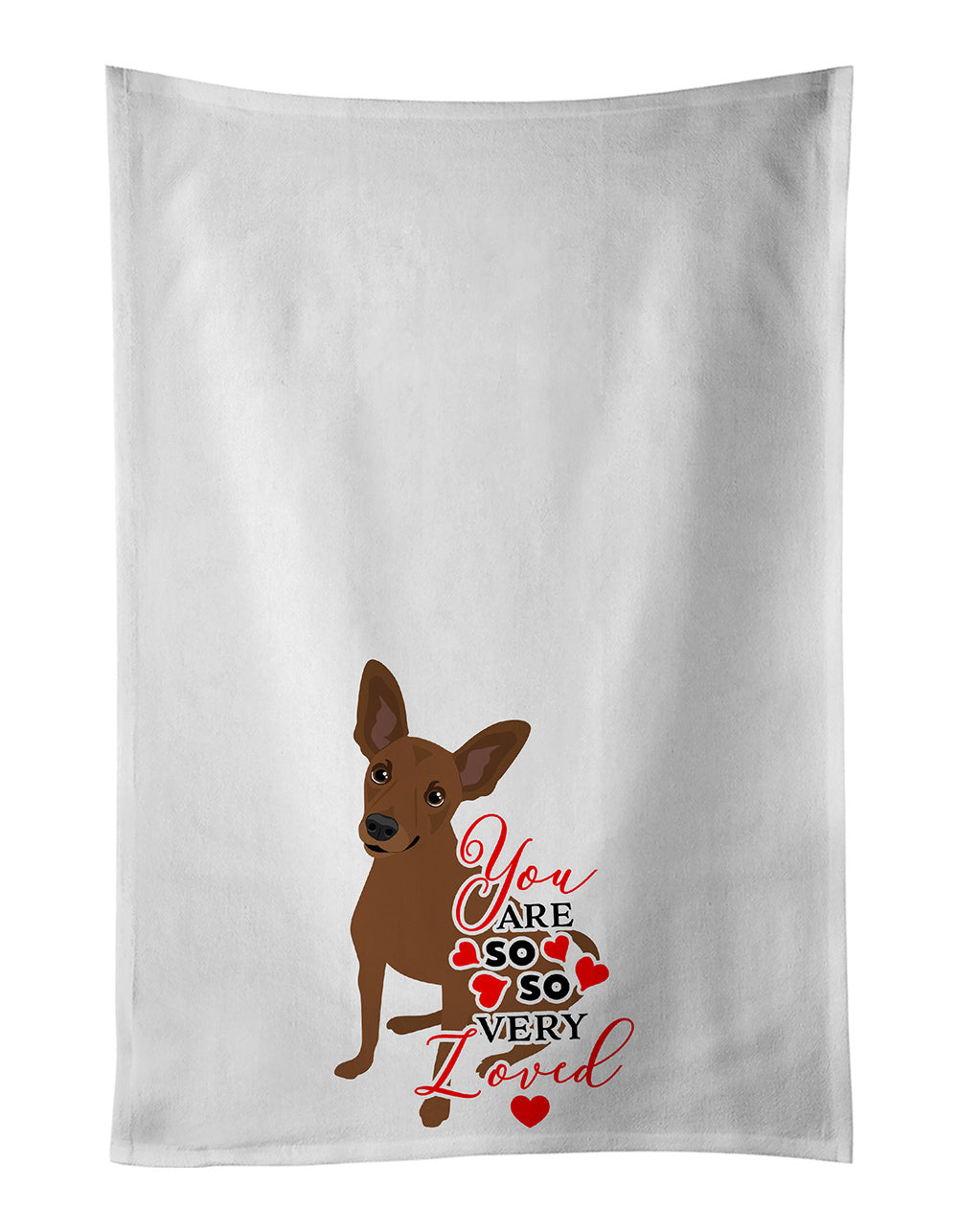 NEW Chihuahua Chocolate #1 so Loved Kitchen Towel Set of 2 White Dish Towels Decorative Bathroom Hand towel for Hand, Face, Hair, Yoga, Tea, Dishcloth, 19 X 28", White