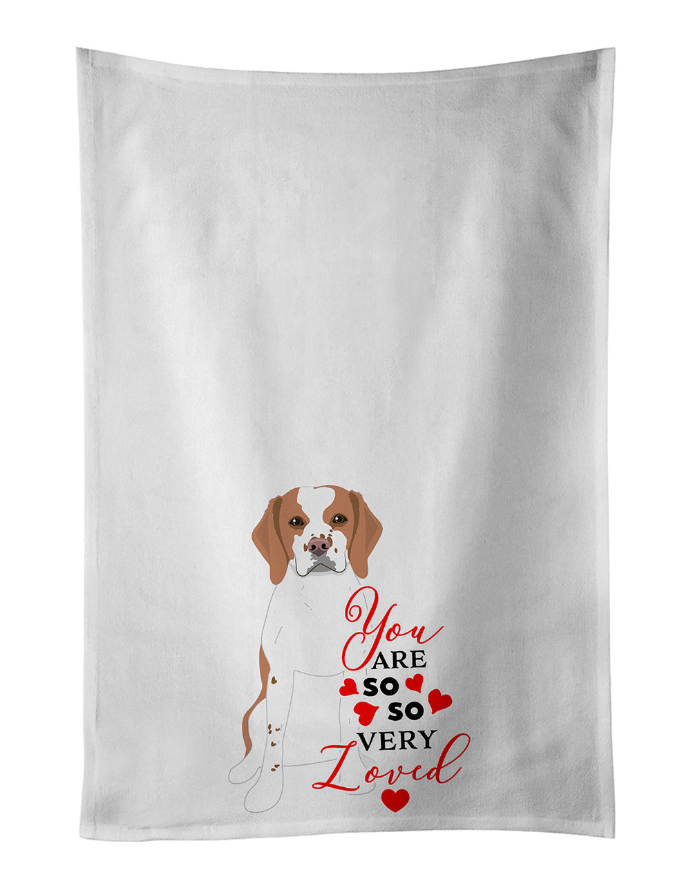 NEW Beagle Red and White Red Ticked #1 so Loved Kitchen Towel Set of 2 White Dish Towels Decorative Bathroom Hand towel for Hand, Face, Hair, Yoga, Tea, Dishcloth, 19 X 28", White