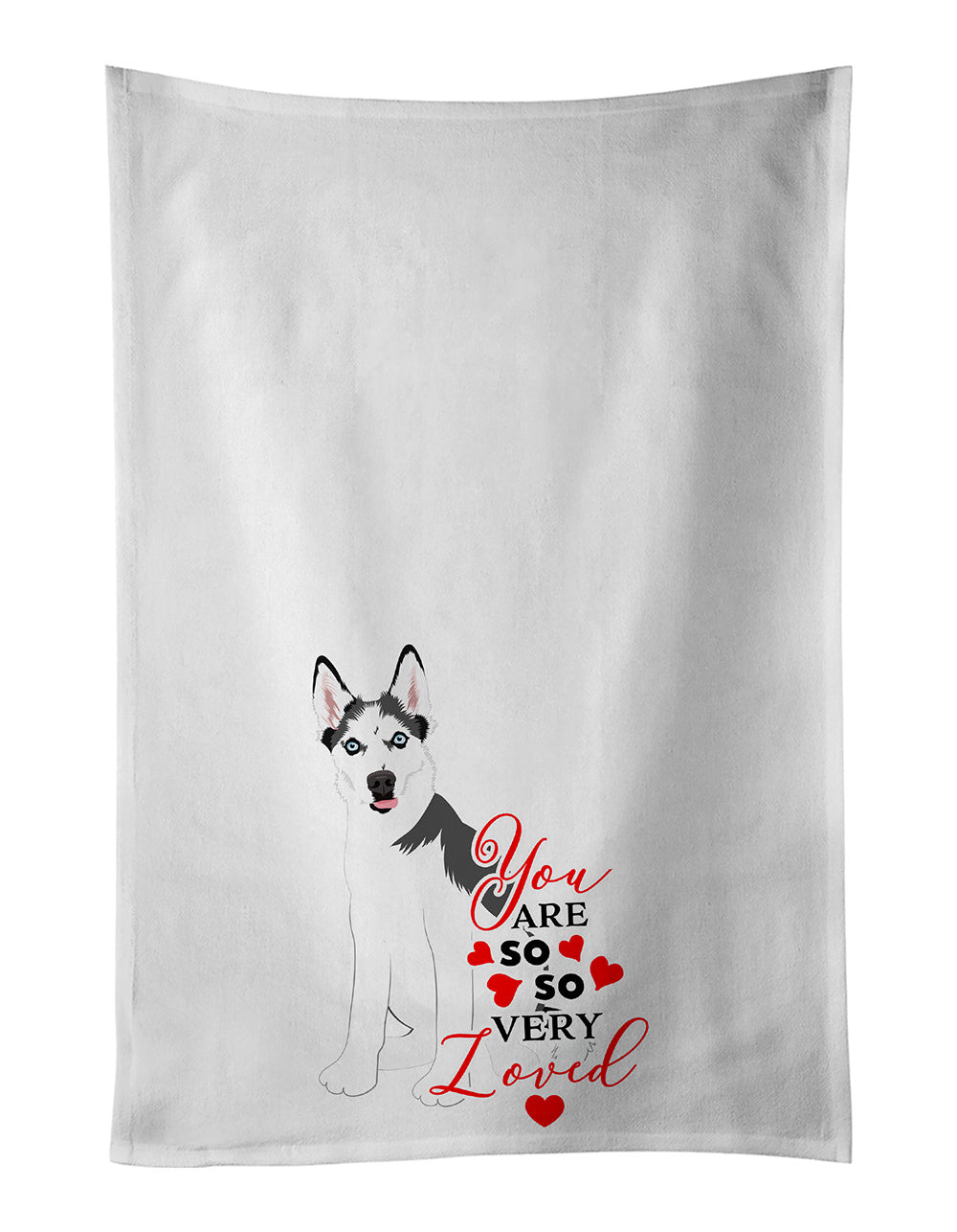 NEW Siberian Husky Puppy so Loved Kitchen Towel Set of 2 White Dish Towels Decorative Bathroom Hand towel for Hand, Face, Hair, Yoga, Tea, Dishcloth, 19 X 28", White