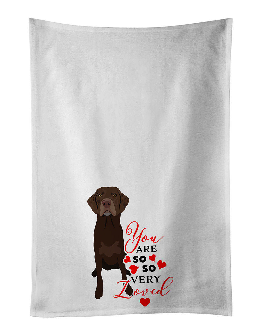 NEW Labrador Retriever Chocolate #2 so Loved Kitchen Towel Set of 2 White Dish Towels Decorative Bathroom Hand towel for Hand, Face, Hair, Yoga, Tea, Dishcloth, 19 X 28", White