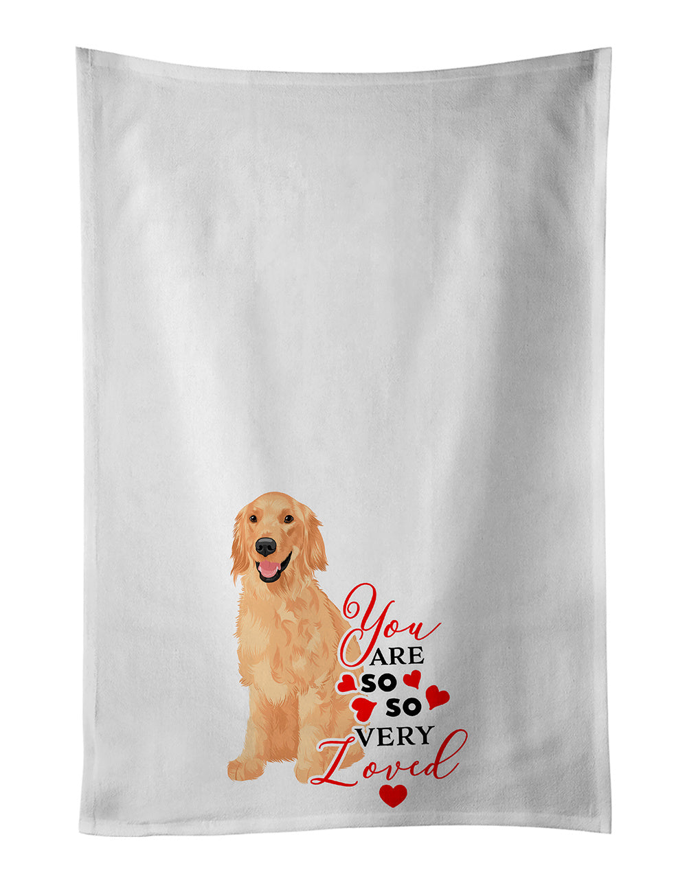 NEW Golden Retriever Gold #1 so Loved Kitchen Towel Set of 2 White Dish Towels Decorative Bathroom Hand towel for Hand, Face, Hair, Yoga, Tea, Dishcloth, 19 X 28", White