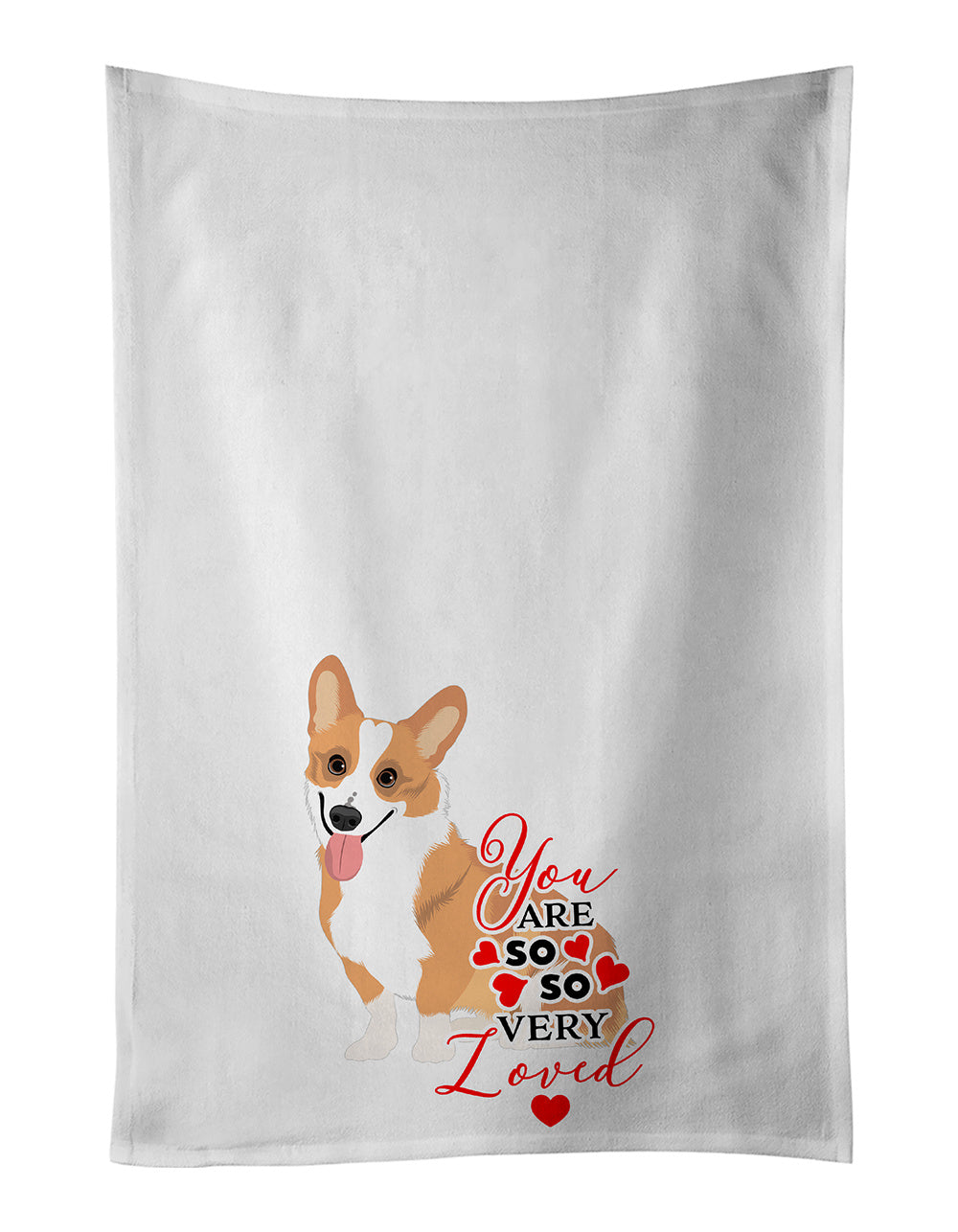 NEW Pembroke Corgi Red and White so Loved Kitchen Towel Set of 2 White Dish Towels Decorative Bathroom Hand towel for Hand, Face, Hair, Yoga, Tea, Dishcloth, 19 X 28", White