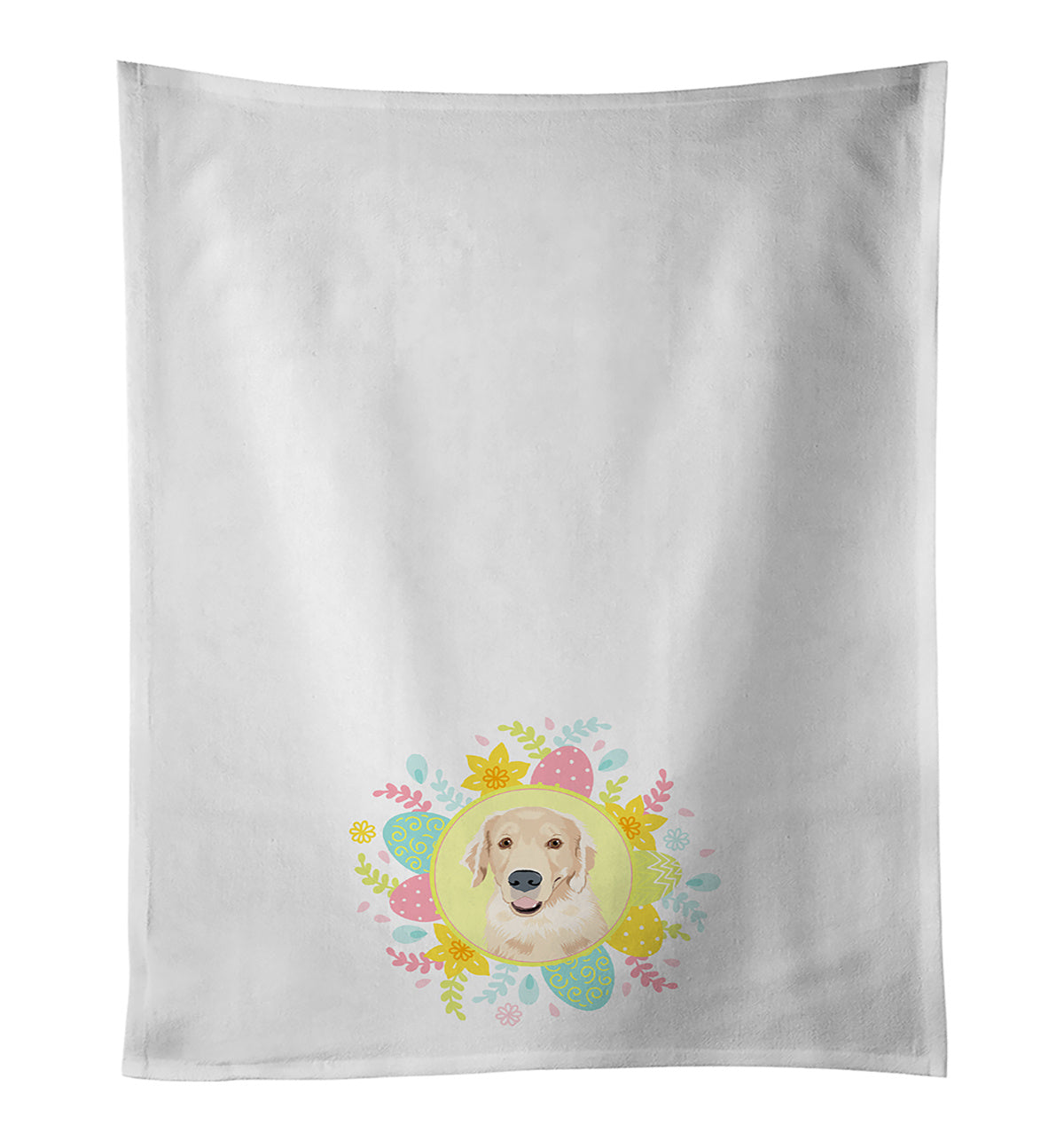 NEW Golden Retriever Fawn #2 Easter Kitchen Towel Set of 2 White Dish Towels Decorative Bathroom Hand towel for Hand, Face, Hair, Yoga, Tea, Dishcloth, 19 X 28", White