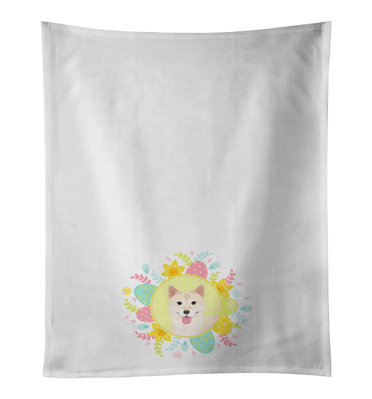 NEW Shiba Inu Cream #1 Easter Kitchen Towel Set of 2 White Dish Towels Decorative Bathroom Hand towel for Hand, Face, Hair, Yoga, Tea, Dishcloth, 19 X 28", White