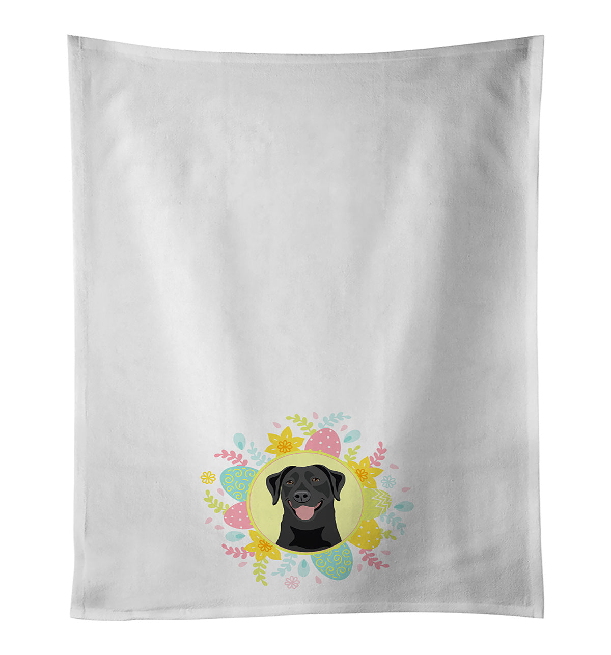 NEW Labrador Retriever Black #1 Easter Kitchen Towel Set of 2 White Dish Towels Decorative Bathroom Hand towel for Hand, Face, Hair, Yoga, Tea, Dishcloth, 19 X 28", White