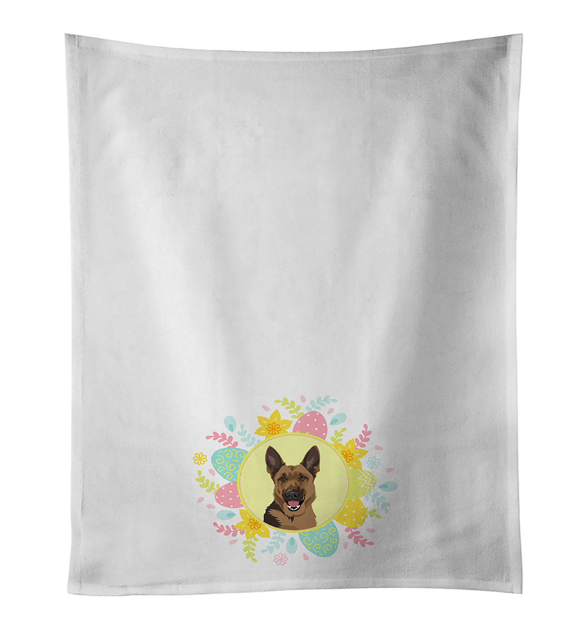 NEW German Shepherd Black and Tan #2 Easter Kitchen Towel Set of 2 White Dish Towels Decorative Bathroom Hand towel for Hand, Face, Hair, Yoga, Tea, Dishcloth, 19 X 28", White