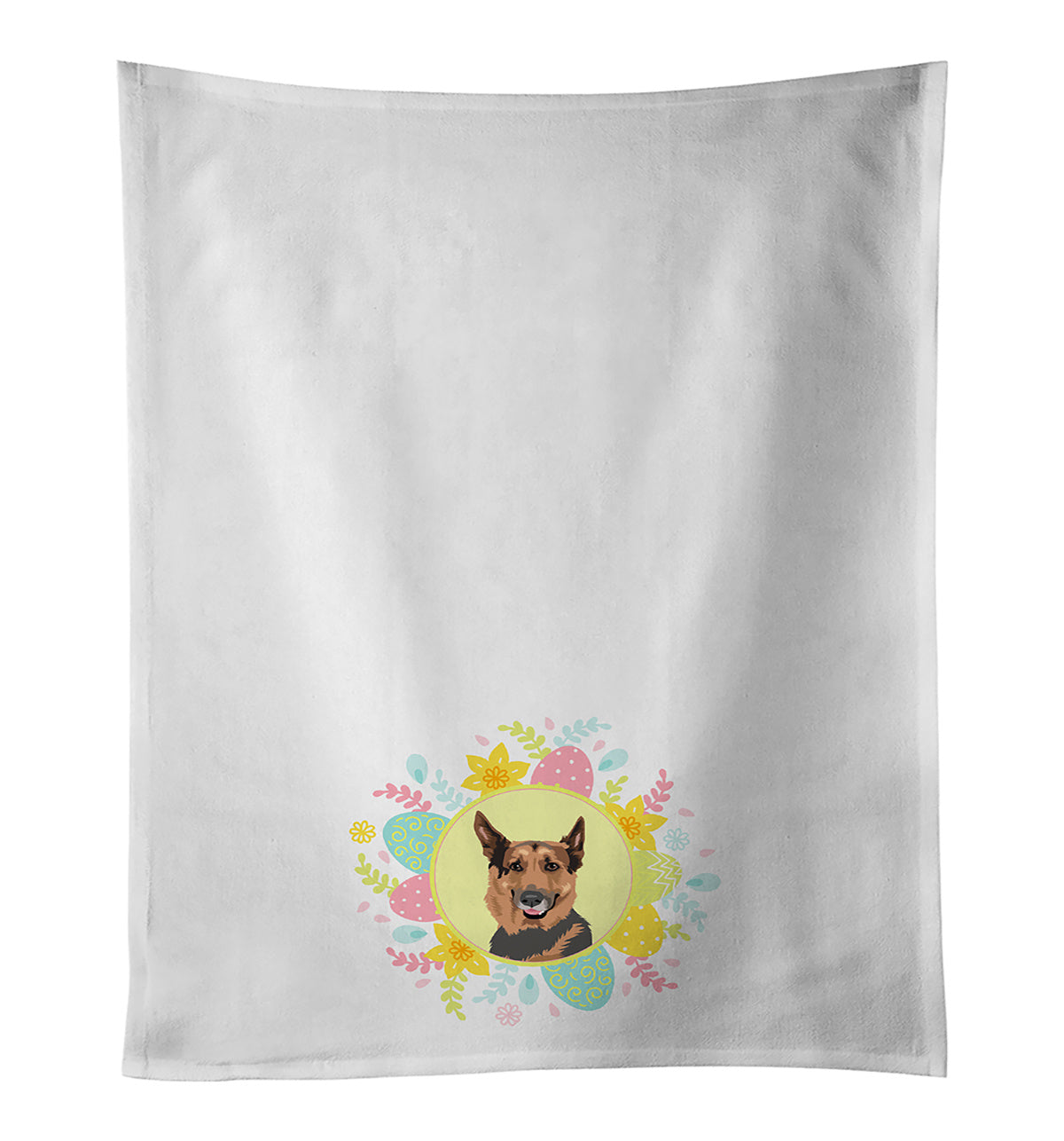 NEW German Shepherd Red Sable Easter Kitchen Towel Set of 2 White Dish Towels Decorative Bathroom Hand towel for Hand, Face, Hair, Yoga, Tea, Dishcloth, 19 X 28", White